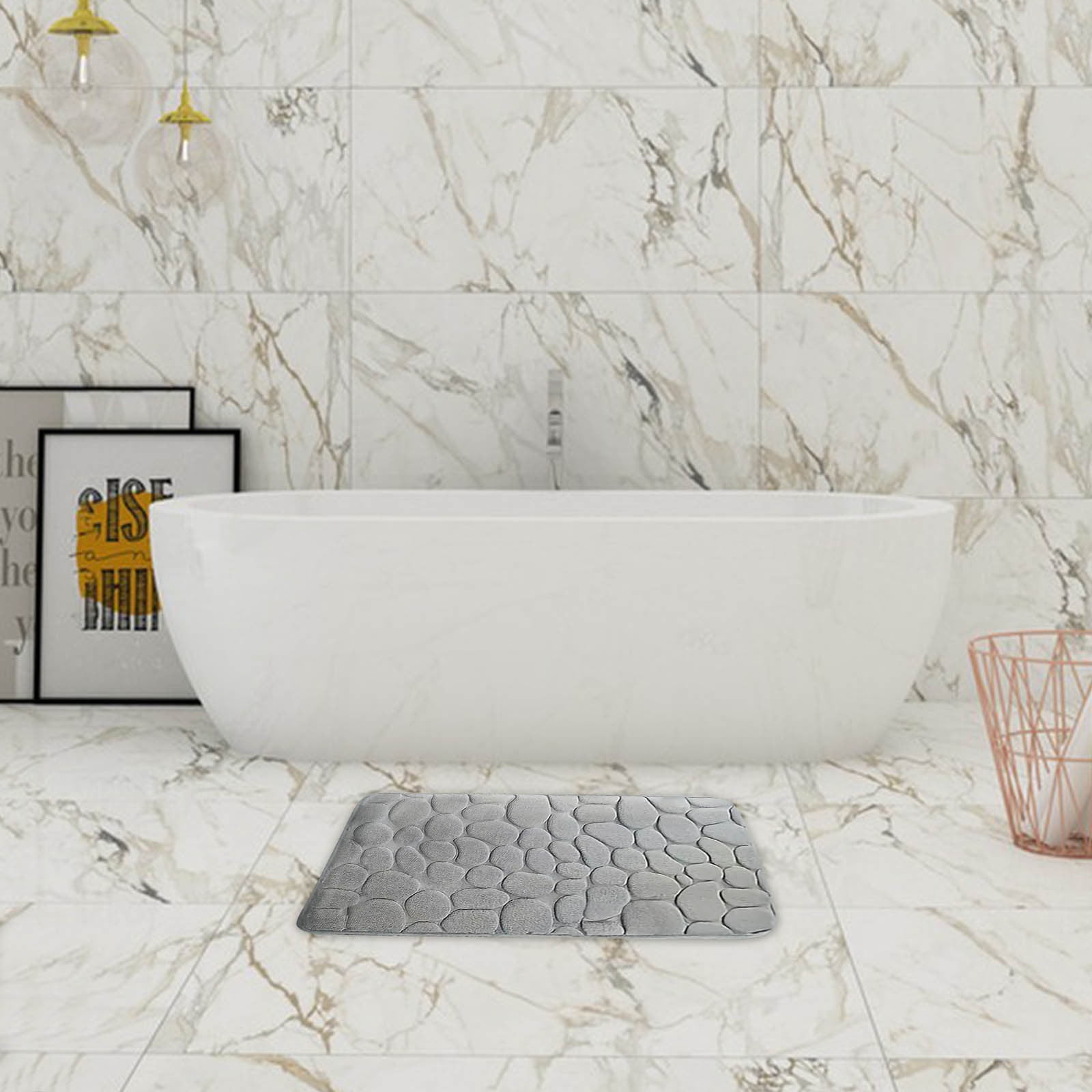 Kdkad Bathroom Rugs Sets 4 Piece, Non Slip Memory Foam Bathroom Rugs, Machine Wash Bathroom Mat Set, Water Absorbent Bath Rug Set for Tub, Toilet and Floor As Show L - Image 5