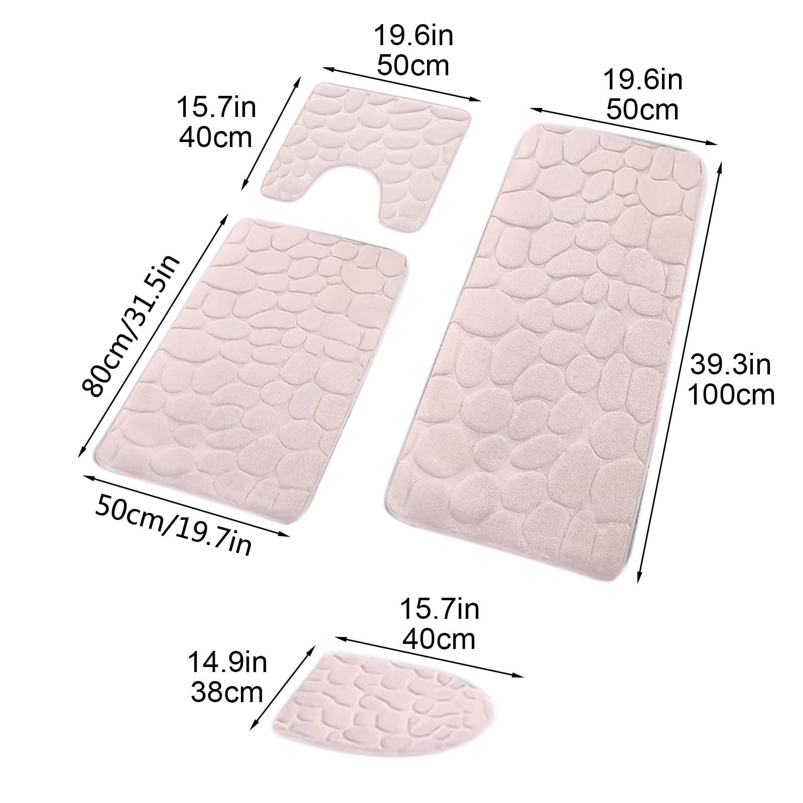 Kdkad Bathroom Rugs Sets 4 Piece, Non Slip Memory Foam Bathroom Rugs, Machine Wash Bathroom Mat Set, Water Absorbent Bath Rug Set for Tub, Toilet and Floor As Show M - Image 3
