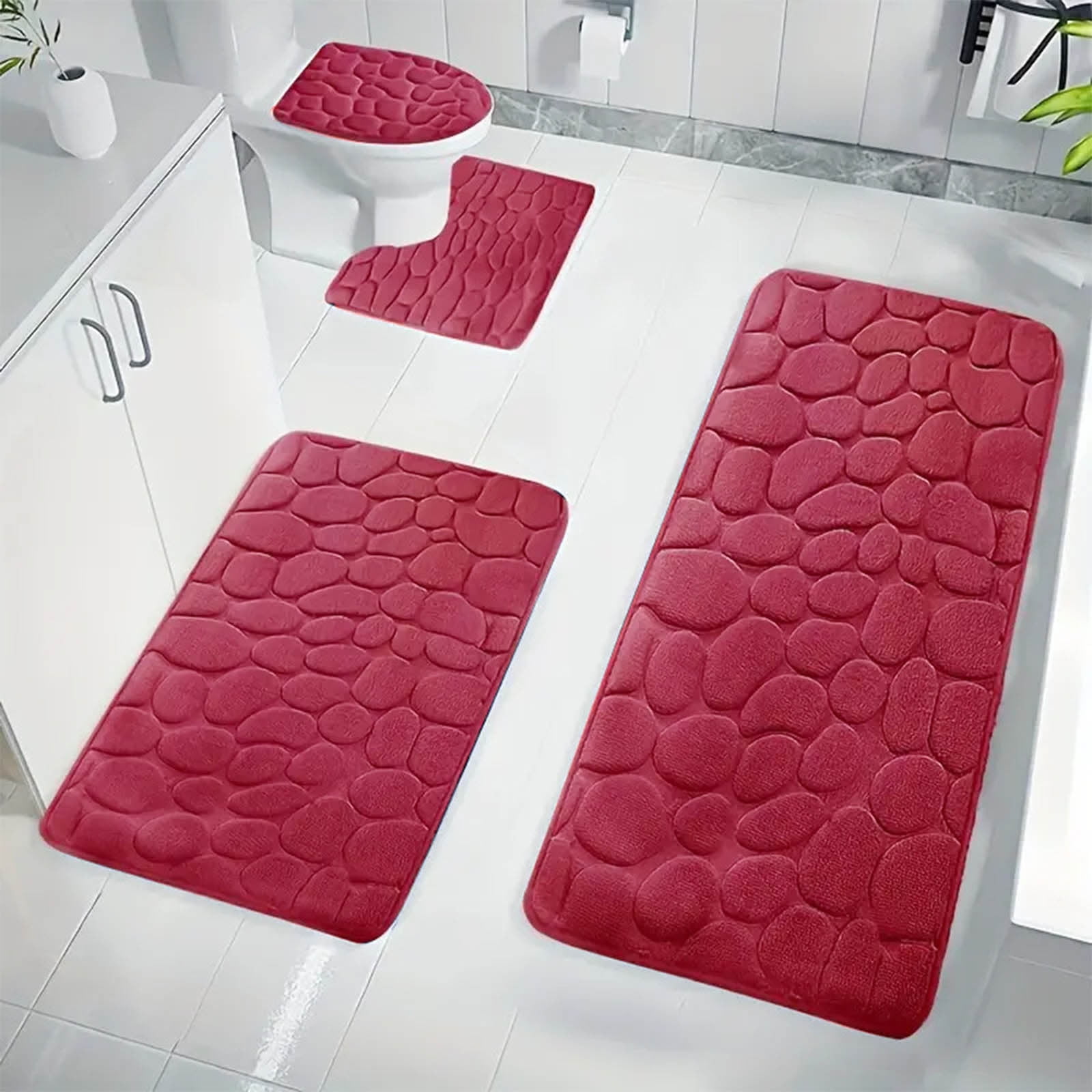 Kdkad Bathroom Rugs Sets 4 Piece, Non Slip Memory Foam Bathroom Rugs, Machine Wash Bathroom Mat Set, Water Absorbent Bath Rug Set for Tub, Toilet and Floor As Show N - Image 1
