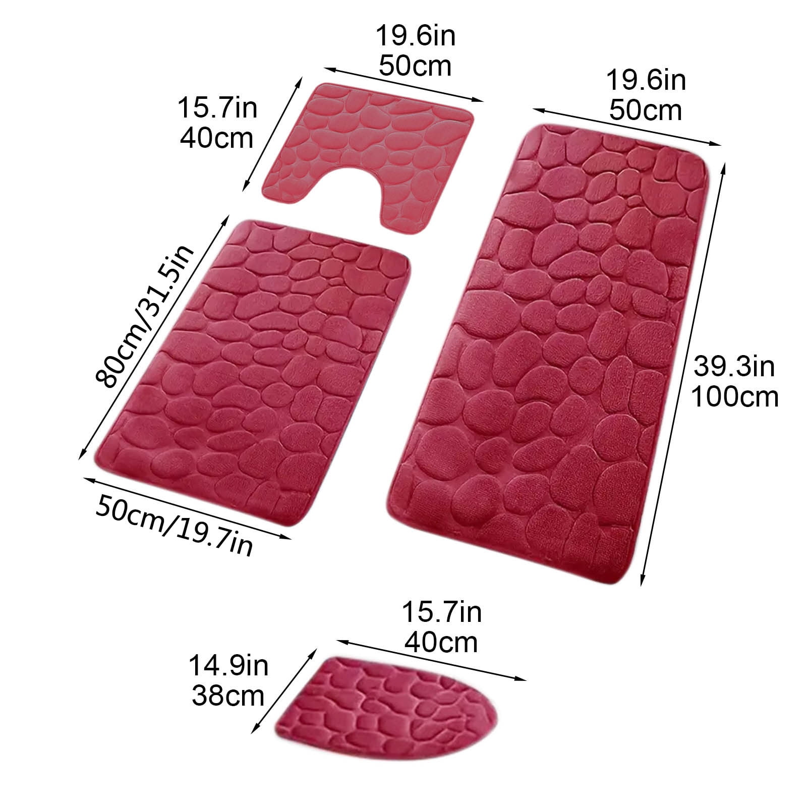 Kdkad Bathroom Rugs Sets 4 Piece, Non Slip Memory Foam Bathroom Rugs, Machine Wash Bathroom Mat Set, Water Absorbent Bath Rug Set for Tub, Toilet and Floor As Show N - Image 3