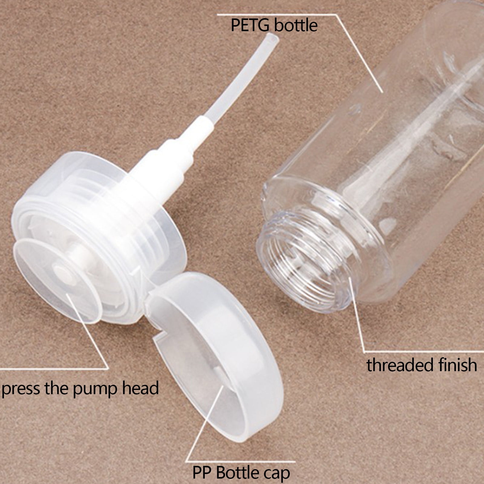 Darzheoy Push Down Pump Dispenser Empty Push Top Bottles Containers for Nail Polish Makeup Remover Micellar Water Facial Toner 200ML Clear - Image 4