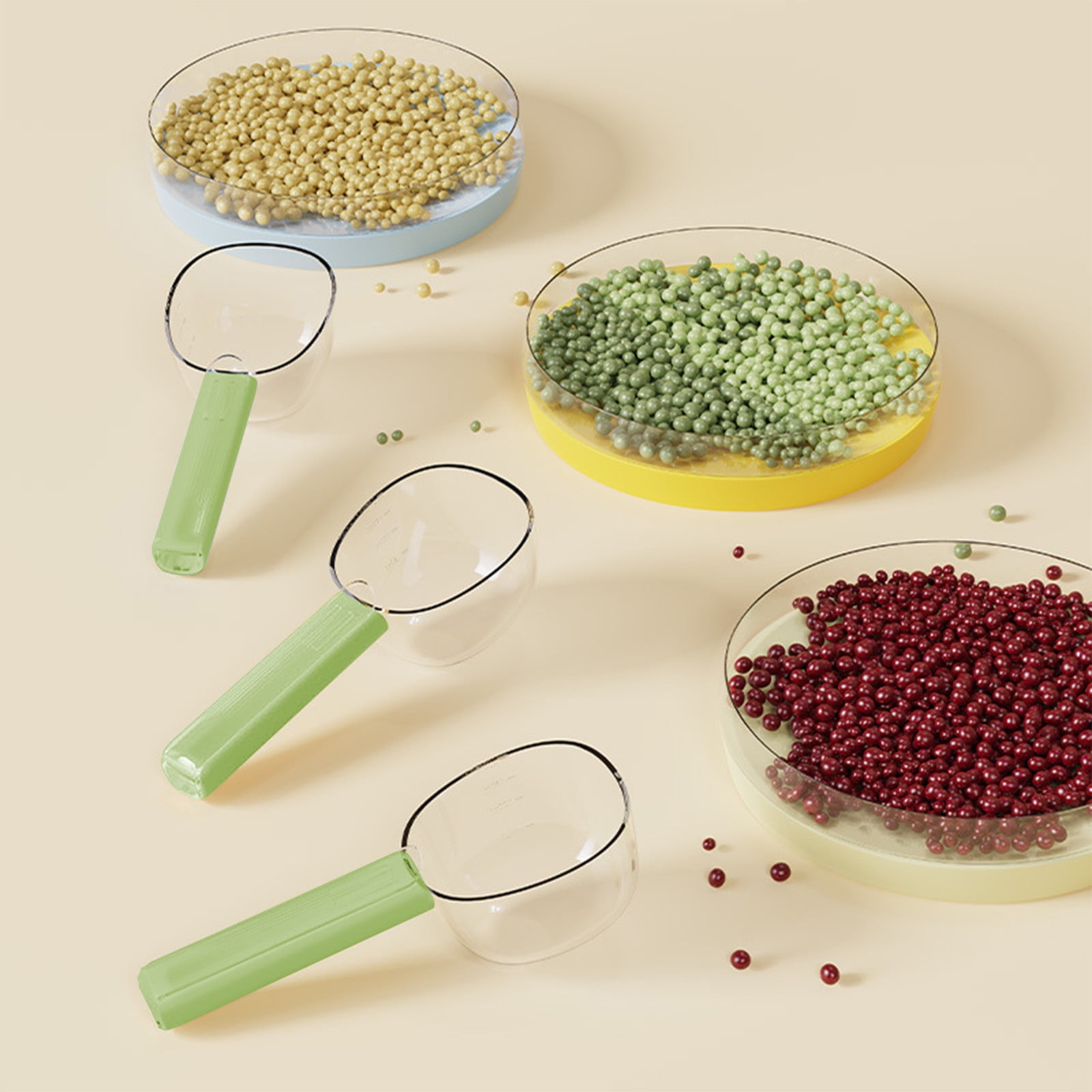 Darzheoy Flour Scoops for Canisters, Grain Scoop Measuring Cups, Food-Safe Kitchen Utensils, Multi-Purpose Flour Scoop for Canisters, Rice Spoon Green - Image 3