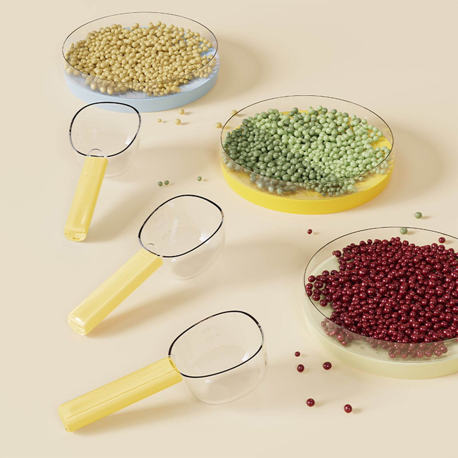 Darzheoy Flour Scoops for Canisters, Grain Scoop Measuring Cups, Food-Safe Kitchen Utensils, Multi-Purpose Flour Scoop for Canisters, Rice Spoon Yellow - Image 3
