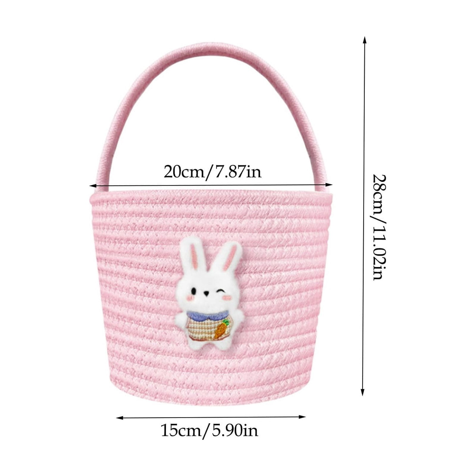Darzheoy Easter Basket for Boys Girls Easter Bunny Basket with Rabbit Ears, Easter Egg Hunting Basket Easter Baskets for Kids Babies First Easter Gifts E - Image 3