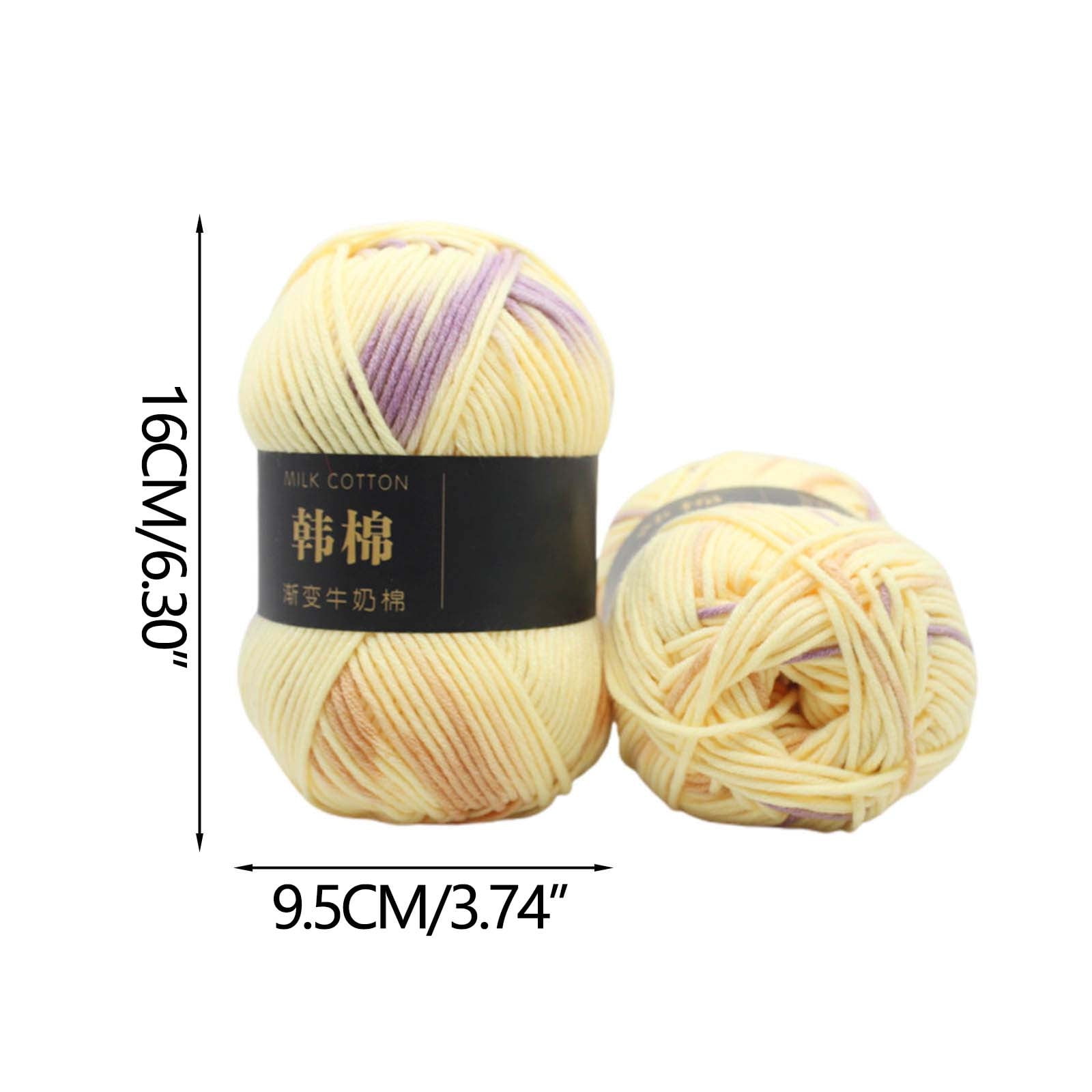 AYktou Cotton Yarn - Multicolor Rainbows Yarn,50 gram Skeins,26 Colors Available,7 Strands Of Combed Milk Cotton Crocheting Yarn for Knitting,Crochet,Weaving,Arts & Crafts - Fiesta #B - Light Yellow - Image 2