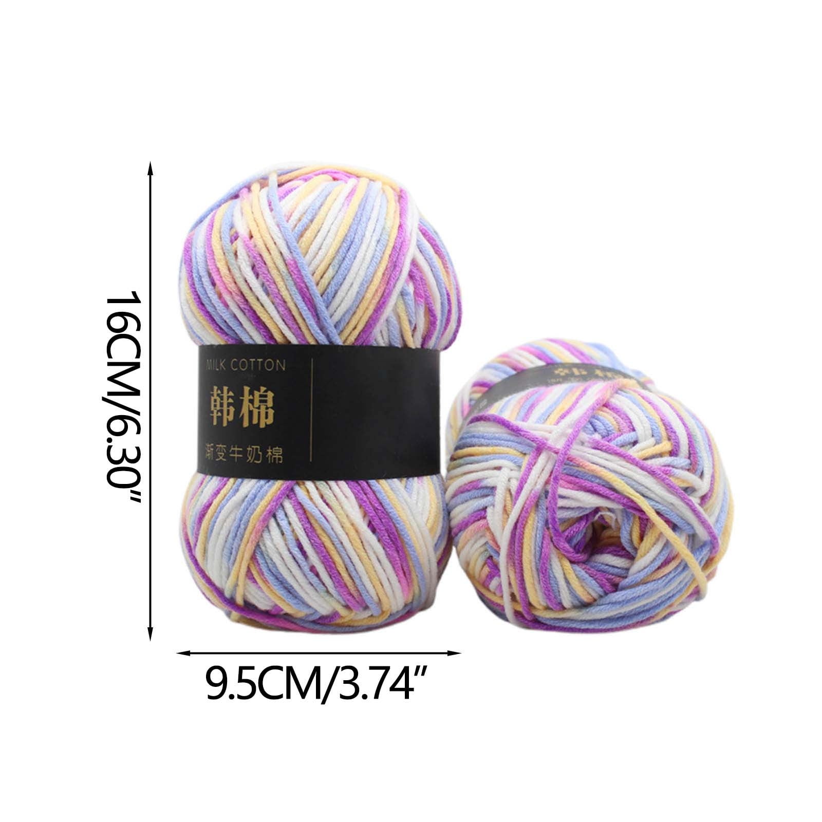 AYktou Cotton Yarn - Multicolor Rainbows Yarn,50 gram Skeins,26 Colors Available,7 Strands Of Combed Milk Cotton Crocheting Yarn for Knitting,Crochet,Weaving,Arts & Crafts - Fiesta #C - Purple White - Image 4