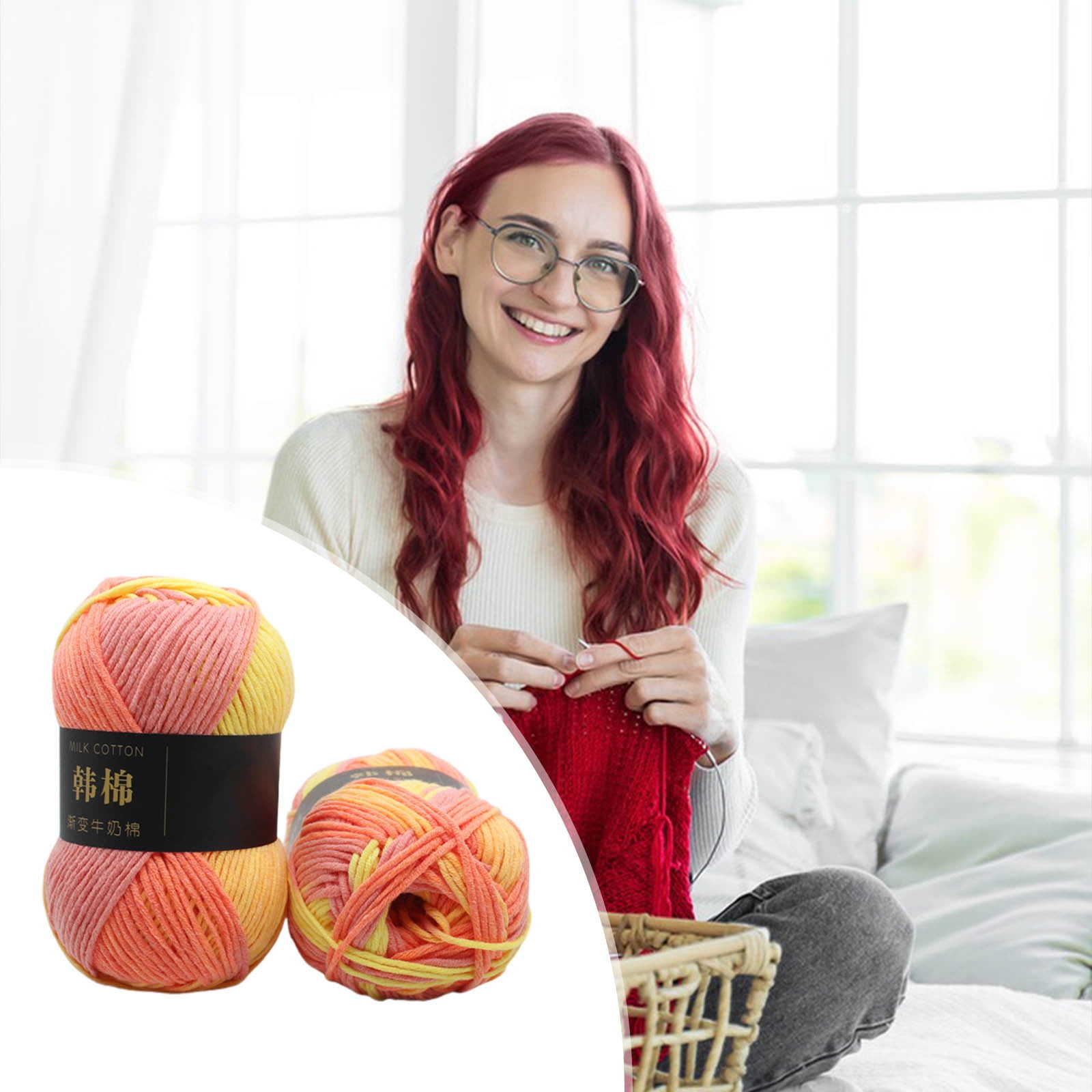 AYktou Cotton Yarn - Multicolor Rainbows Yarn,50 gram Skeins,26 Colors Available,7 Strands Of Combed Milk Cotton Crocheting Yarn for Knitting,Crochet,Weaving,Arts & Crafts - Fiesta #D - Orange - Image 6