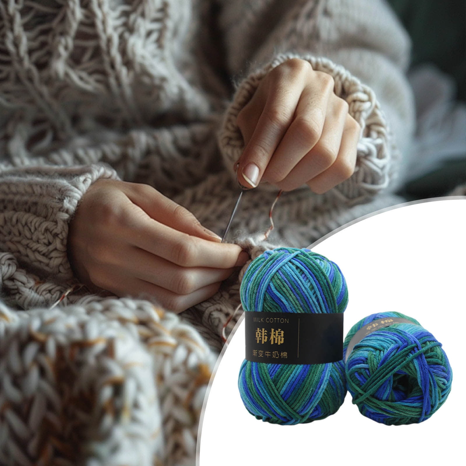 AYktou Cotton Yarn - Multicolor Rainbows Yarn,50 gram Skeins,26 Colors Available,7 Strands Of Combed Milk Cotton Crocheting Yarn for Knitting,Crochet,Weaving,Arts & Crafts - Fiesta #G - Navy Blue - Image 6