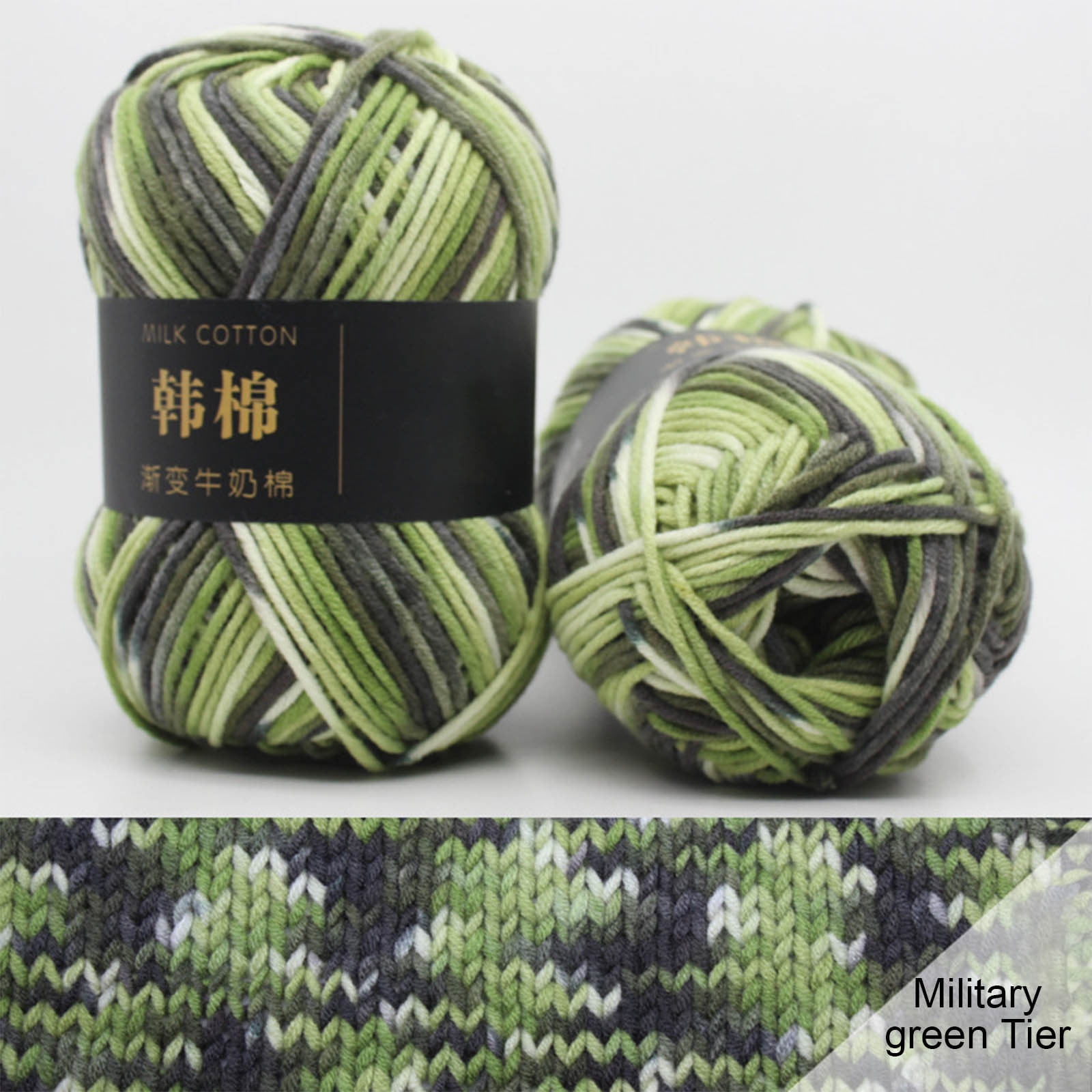 AYktou Cotton Yarn - Multicolor Rainbows Yarn,50 gram Skeins,26 Colors Available,7 Strands Of Combed Milk Cotton Crocheting Yarn for Knitting,Crochet,Weaving,Arts & Crafts - Fiesta #L - Green - Image 2