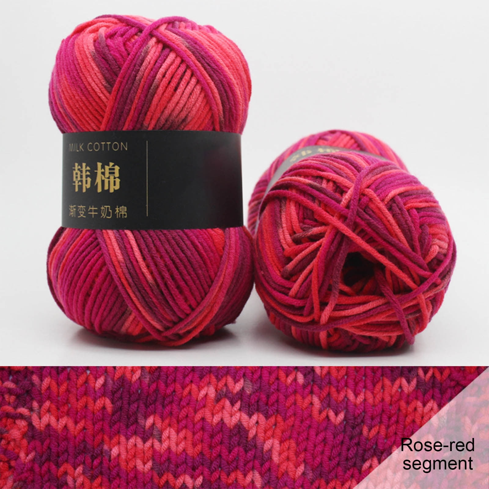 AYktou Cotton Yarn - Multicolor Rainbows Yarn,50 gram Skeins,26 Colors Available,7 Strands Of Combed Milk Cotton Crocheting Yarn for Knitting,Crochet,Weaving,Arts & Crafts - Fiesta #M - Rose - Image 2