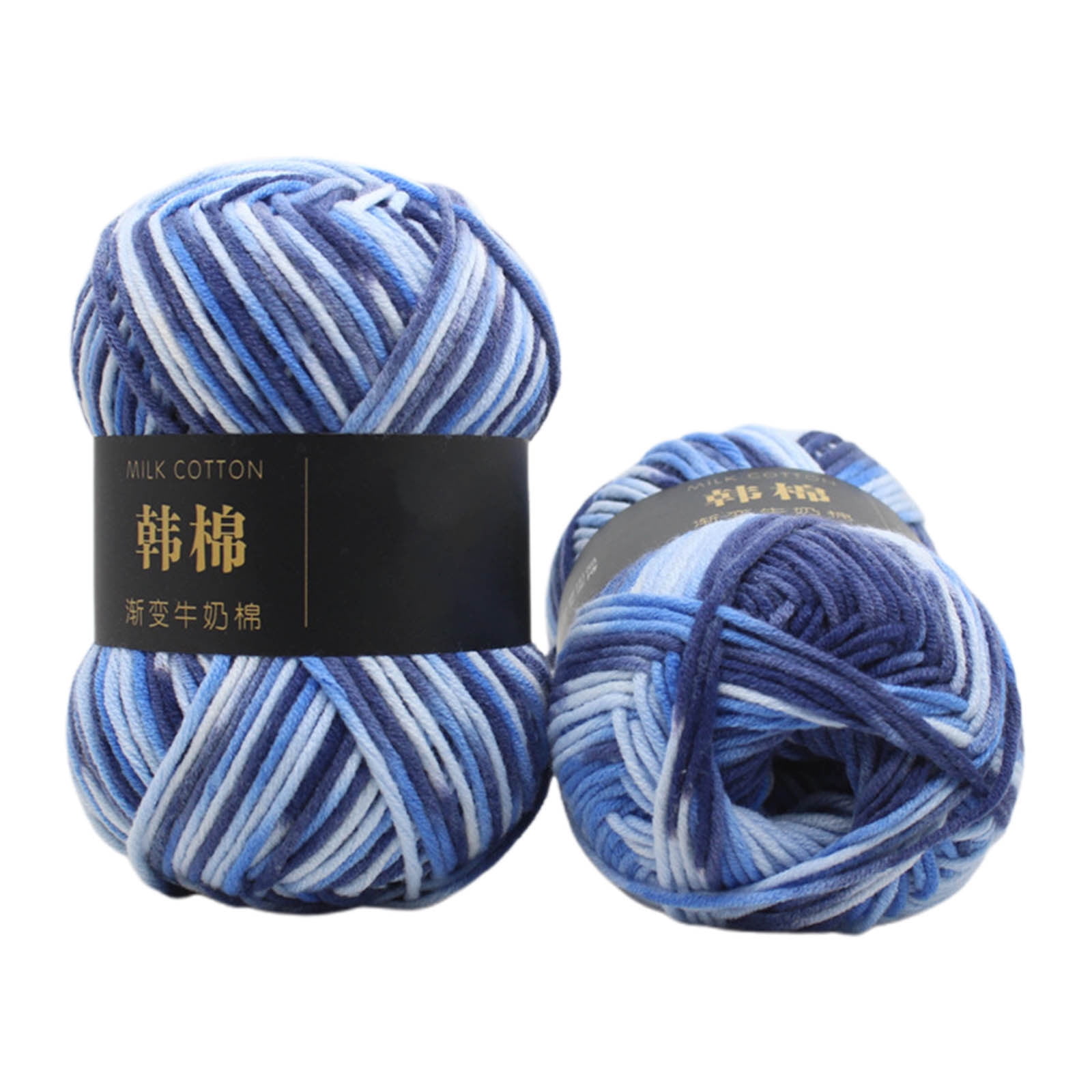 AYktou Cotton Yarn - Multicolor Rainbows Yarn,50 gram Skeins,26 Colors Available,7 Strands Of Combed Milk Cotton Crocheting Yarn for Knitting,Crochet,Weaving,Arts & Crafts - Fiesta #O - Blue White - Image 1