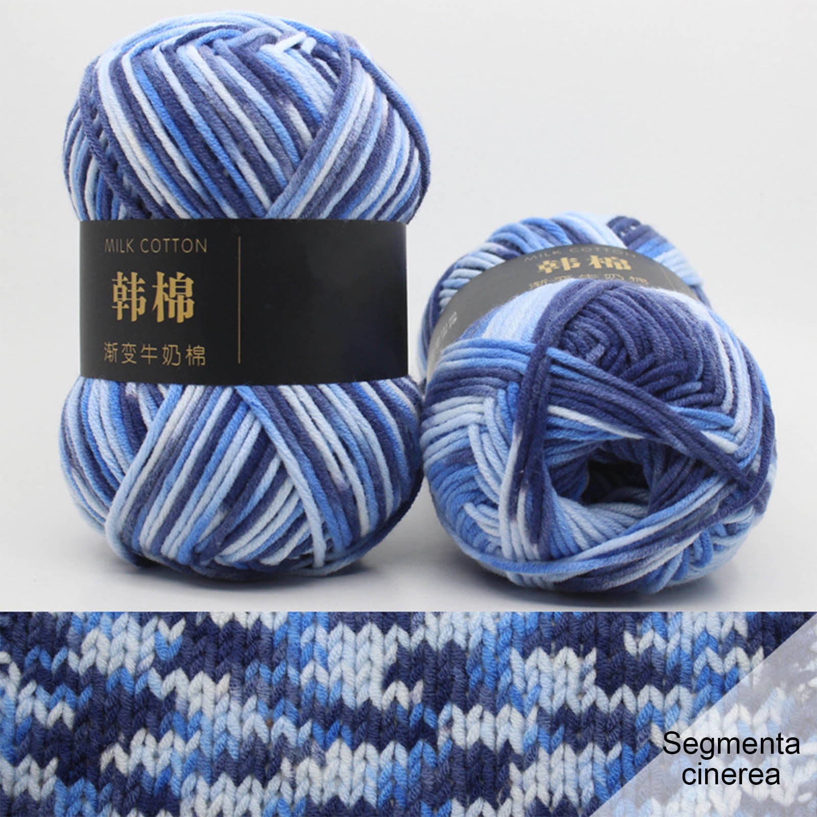 AYktou Cotton Yarn - Multicolor Rainbows Yarn,50 gram Skeins,26 Colors Available,7 Strands Of Combed Milk Cotton Crocheting Yarn for Knitting,Crochet,Weaving,Arts & Crafts - Fiesta #O - Blue White - Image 2