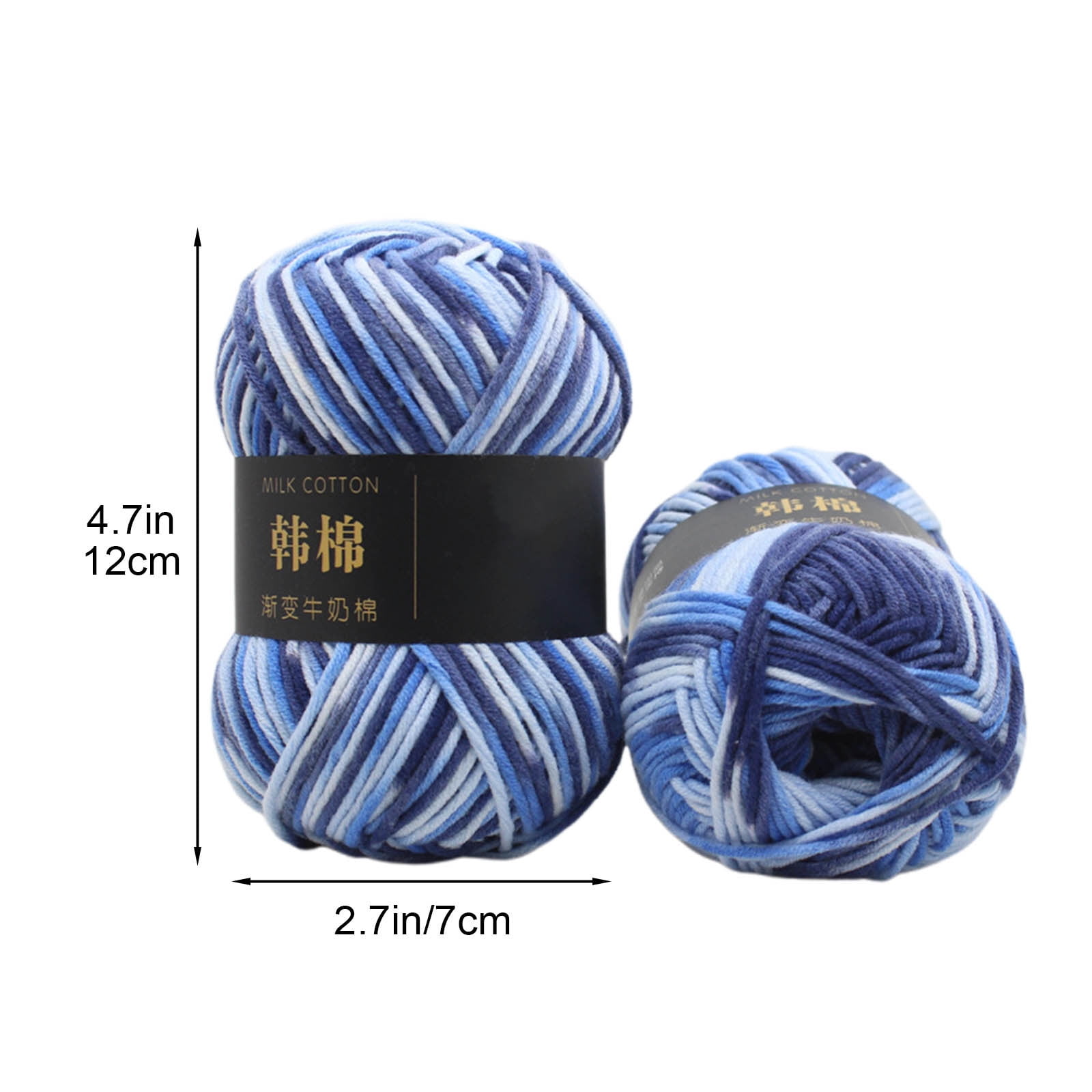 AYktou Cotton Yarn - Multicolor Rainbows Yarn,50 gram Skeins,26 Colors Available,7 Strands Of Combed Milk Cotton Crocheting Yarn for Knitting,Crochet,Weaving,Arts & Crafts - Fiesta #O - Blue White - Image 3