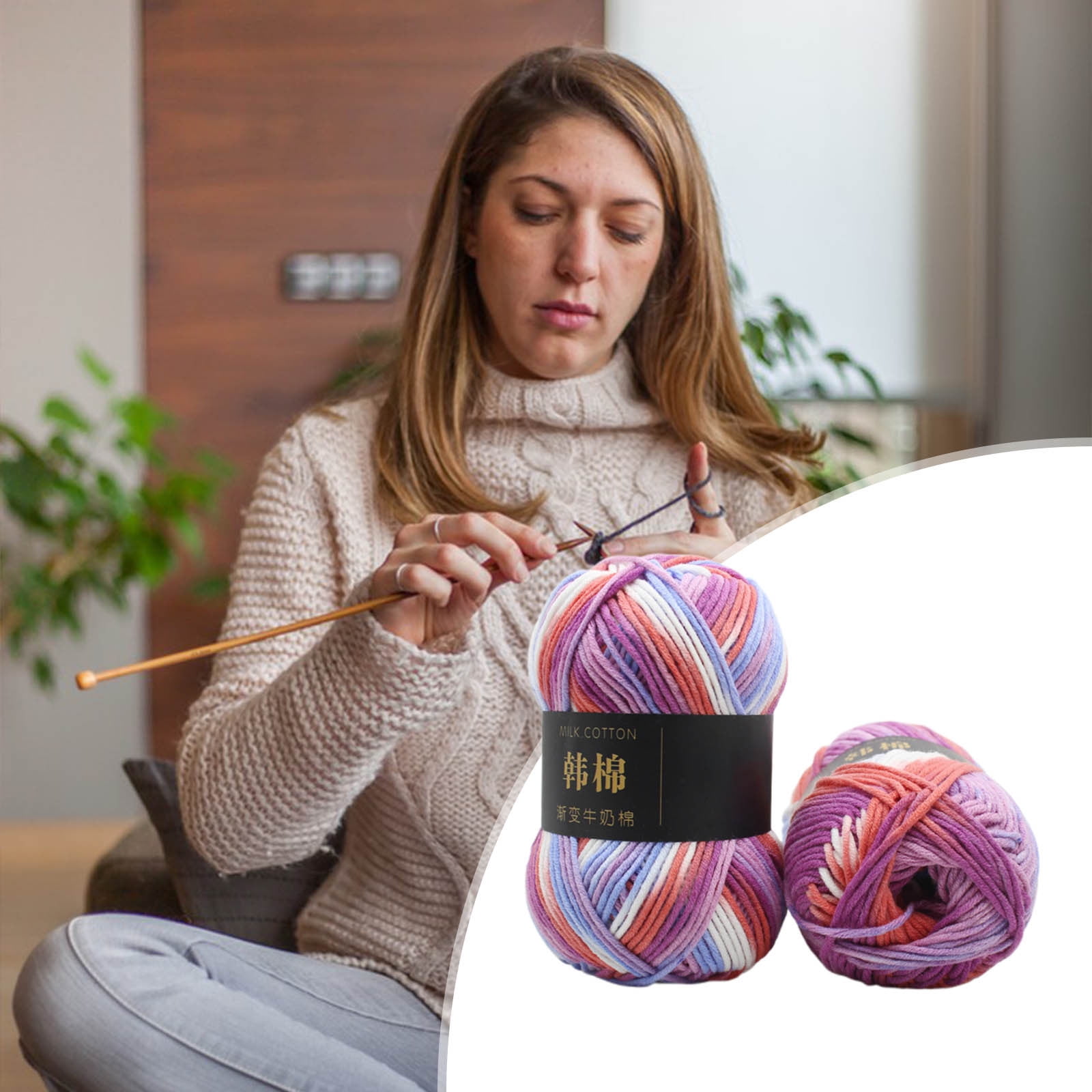 AYktou Cotton Yarn - Multicolor Rainbows Yarn,50 gram Skeins,26 Colors Available,7 Strands Of Combed Milk Cotton Crocheting Yarn for Knitting,Crochet,Weaving,Arts & Crafts - Fiesta #P - Pink - Image 5