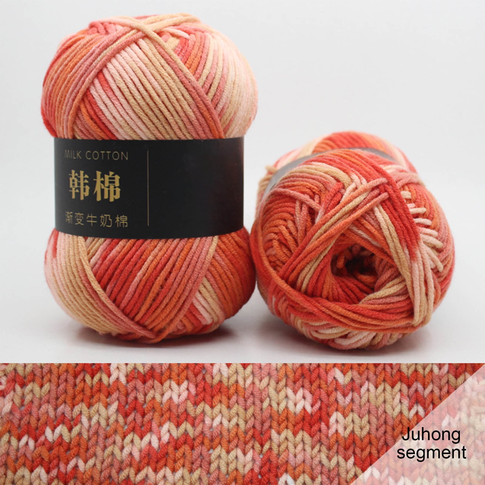 AYktou Cotton Yarn - Multicolor Rainbows Yarn,50 gram Skeins,26 Colors Available,7 Strands Of Combed Milk Cotton Crocheting Yarn for Knitting,Crochet,Weaving,Arts & Crafts - Fiesta #Q - Orange-Yellow - Image 1