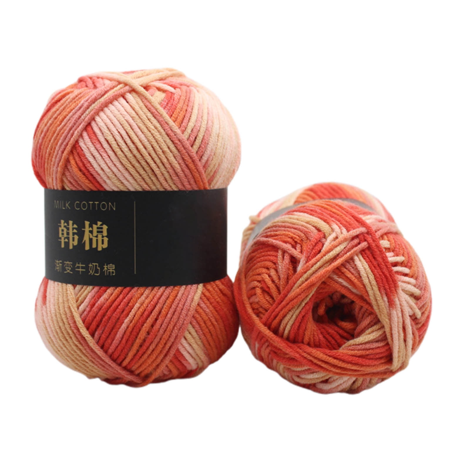 AYktou Cotton Yarn - Multicolor Rainbows Yarn,50 gram Skeins,26 Colors Available,7 Strands Of Combed Milk Cotton Crocheting Yarn for Knitting,Crochet,Weaving,Arts & Crafts - Fiesta #Q - Orange-Yellow - Image 2