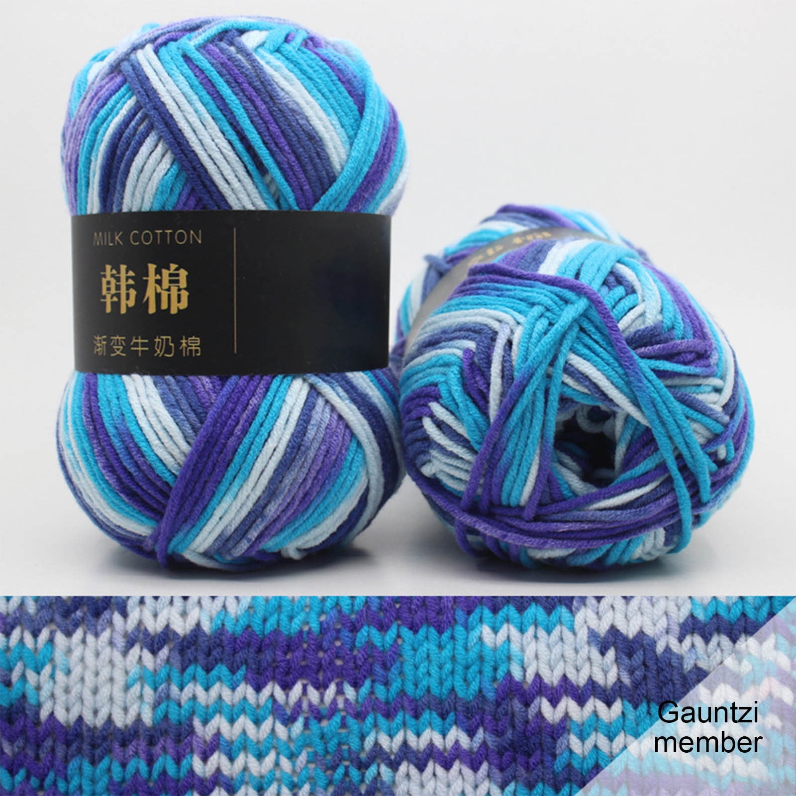 AYktou Cotton Yarn - Multicolor Rainbows Yarn,50 gram Skeins,26 Colors Available,7 Strands Of Combed Milk Cotton Crocheting Yarn for Knitting,Crochet,Weaving,Arts & Crafts - Fiesta #R - Blue Purple - Image 1