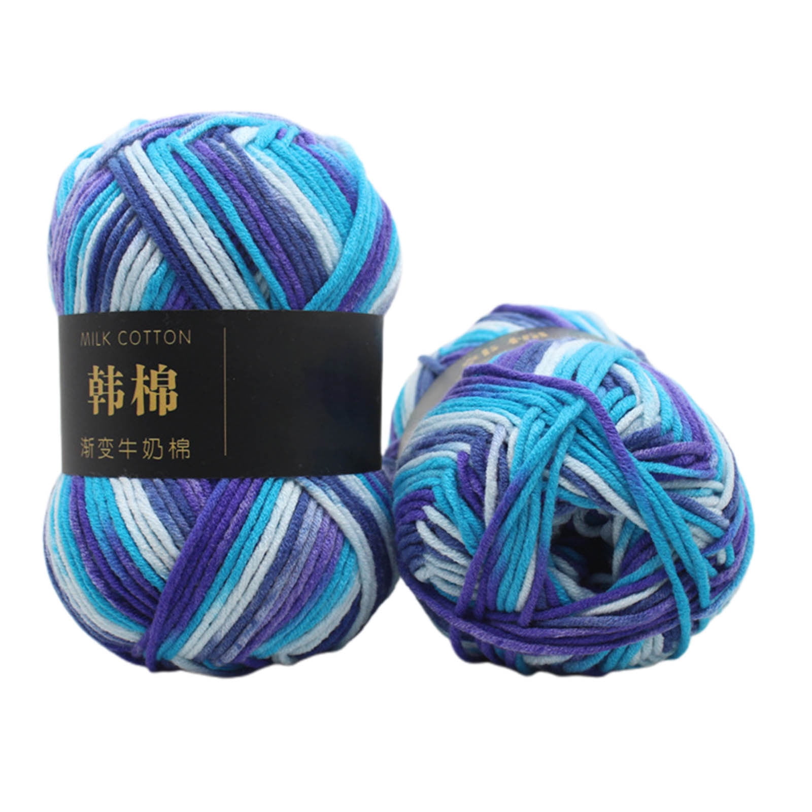 AYktou Cotton Yarn - Multicolor Rainbows Yarn,50 gram Skeins,26 Colors Available,7 Strands Of Combed Milk Cotton Crocheting Yarn for Knitting,Crochet,Weaving,Arts & Crafts - Fiesta #R - Blue Purple - Image 2