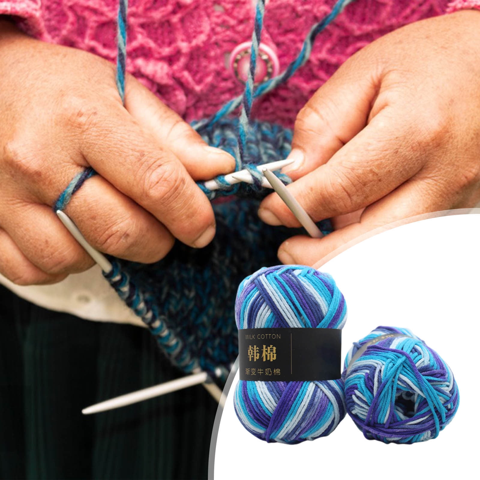 AYktou Cotton Yarn - Multicolor Rainbows Yarn,50 gram Skeins,26 Colors Available,7 Strands Of Combed Milk Cotton Crocheting Yarn for Knitting,Crochet,Weaving,Arts & Crafts - Fiesta #R - Blue Purple - Image 4