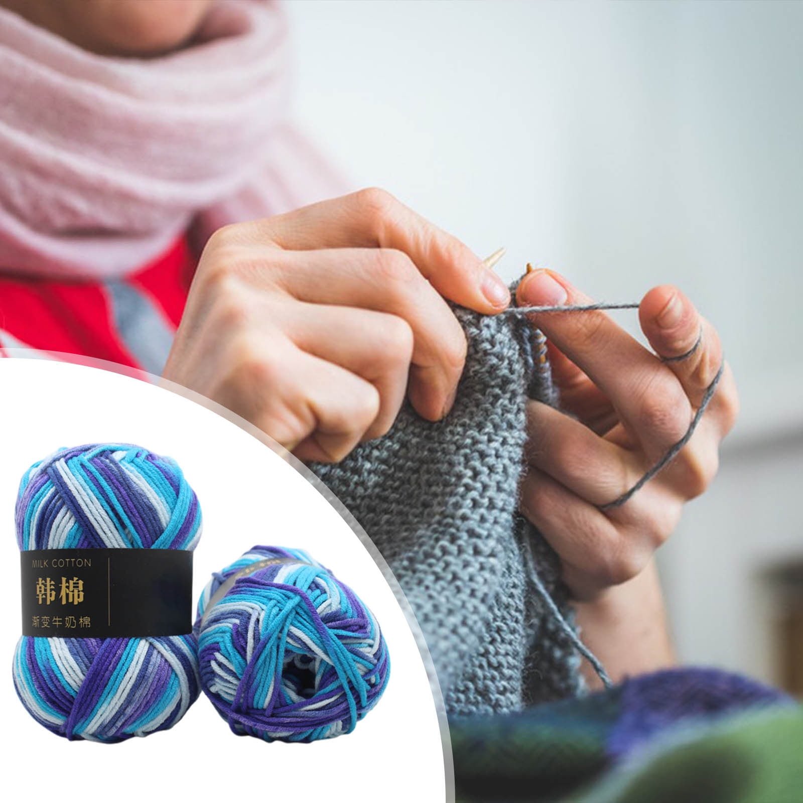 AYktou Cotton Yarn - Multicolor Rainbows Yarn,50 gram Skeins,26 Colors Available,7 Strands Of Combed Milk Cotton Crocheting Yarn for Knitting,Crochet,Weaving,Arts & Crafts - Fiesta #R - Blue Purple - Image 5