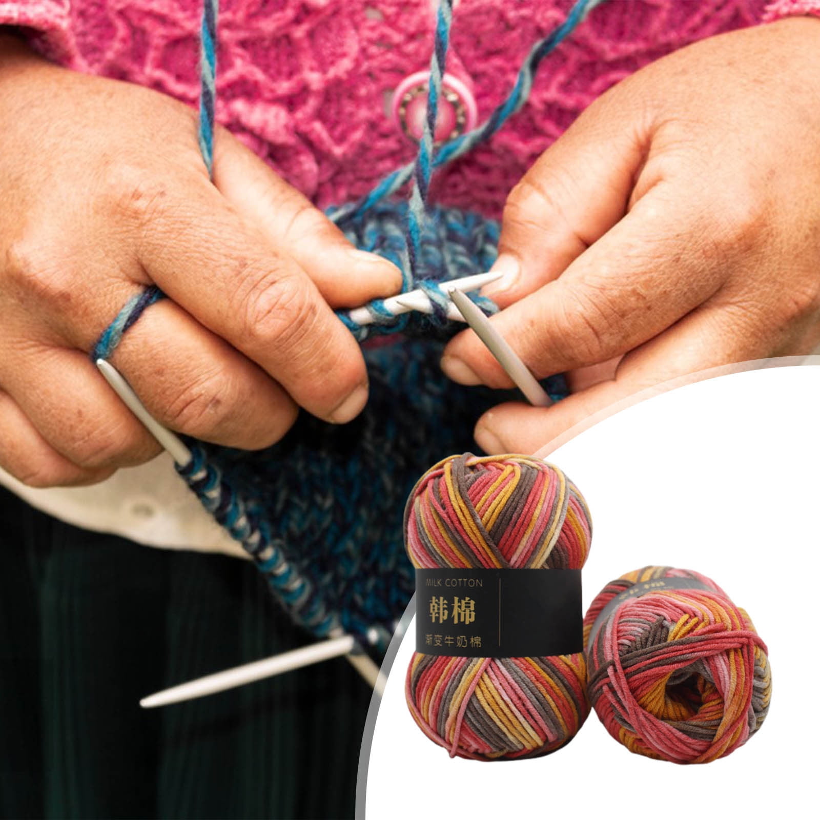 AYktou Cotton Yarn - Multicolor Rainbows Yarn,50 gram Skeins,26 Colors Available,7 Strands Of Combed Milk Cotton Crocheting Yarn for Knitting,Crochet,Weaving,Arts & Crafts - Fiesta #W - Multicolor - Image 3