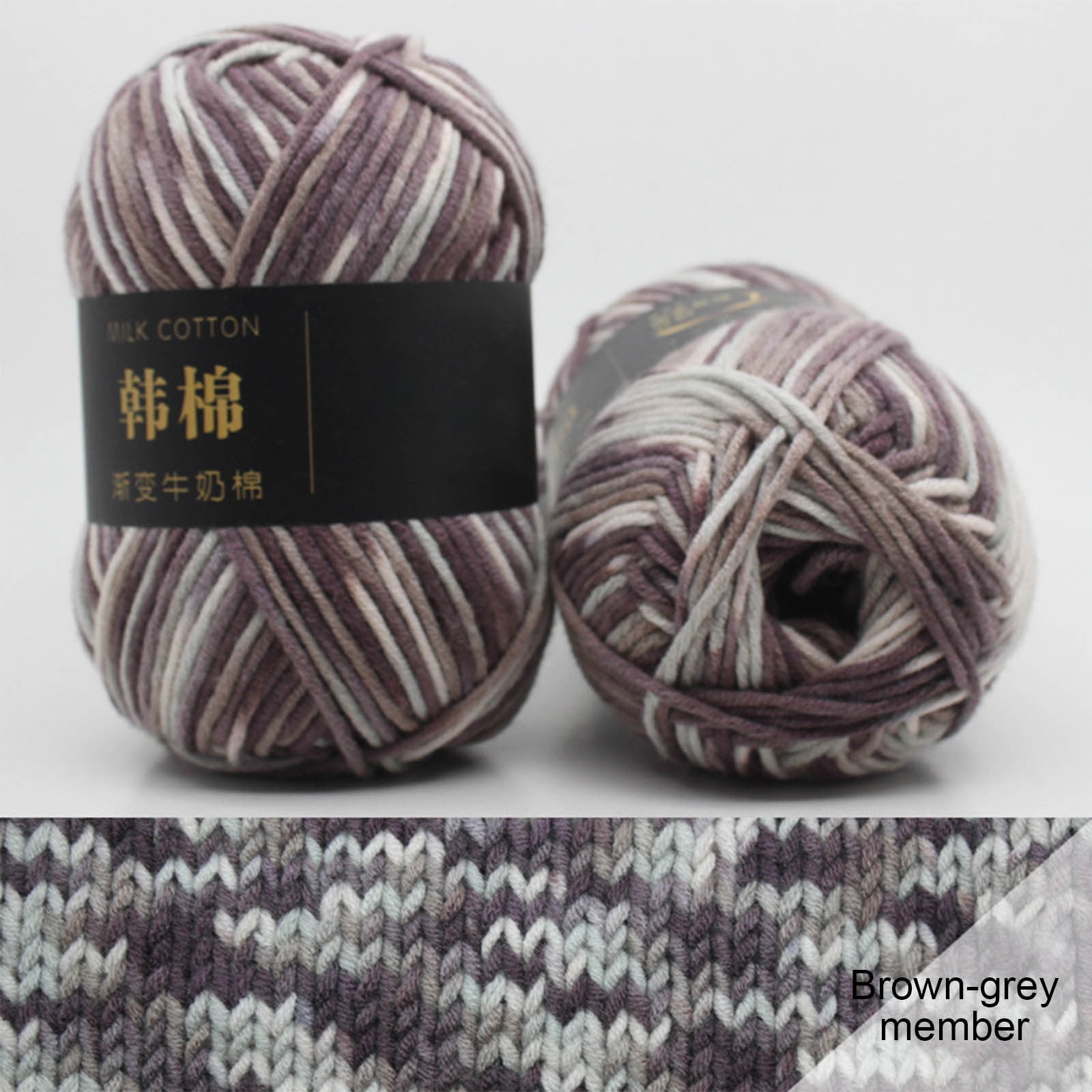 AYktou Cotton Yarn - Multicolor Rainbows Yarn,50 gram Skeins,26 Colors Available,7 Strands Of Combed Milk Cotton Crocheting Yarn for Knitting,Crochet,Weaving,Arts & Crafts - Fiesta #X - Gray White - Image 1
