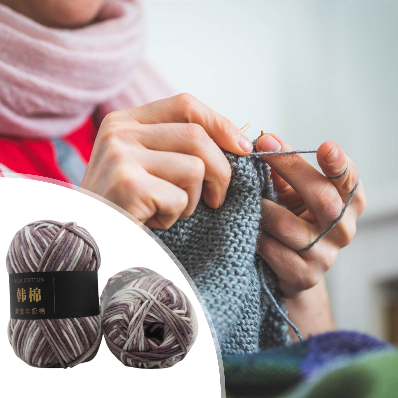 AYktou Cotton Yarn - Multicolor Rainbows Yarn,50 gram Skeins,26 Colors Available,7 Strands Of Combed Milk Cotton Crocheting Yarn for Knitting,Crochet,Weaving,Arts & Crafts - Fiesta #X - Gray White - Image 4