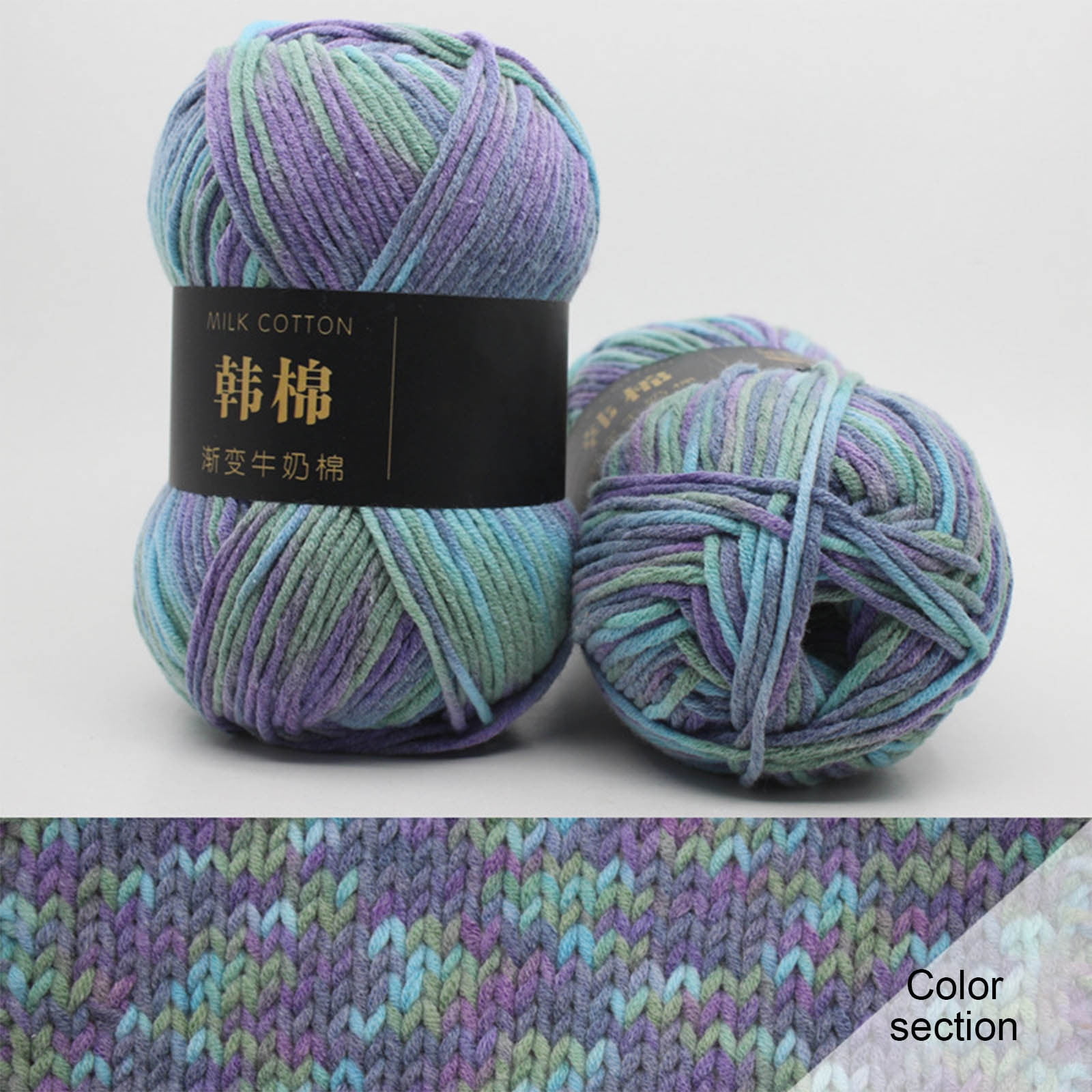 AYktou Cotton Yarn - Multicolor Rainbows Yarn,50 gram Skeins,26 Colors Available,7 Strands Of Combed Milk Cotton Crocheting Yarn for Knitting,Crochet,Weaving,Arts & Crafts - Fiesta #Y - Blue Purple - Image 1