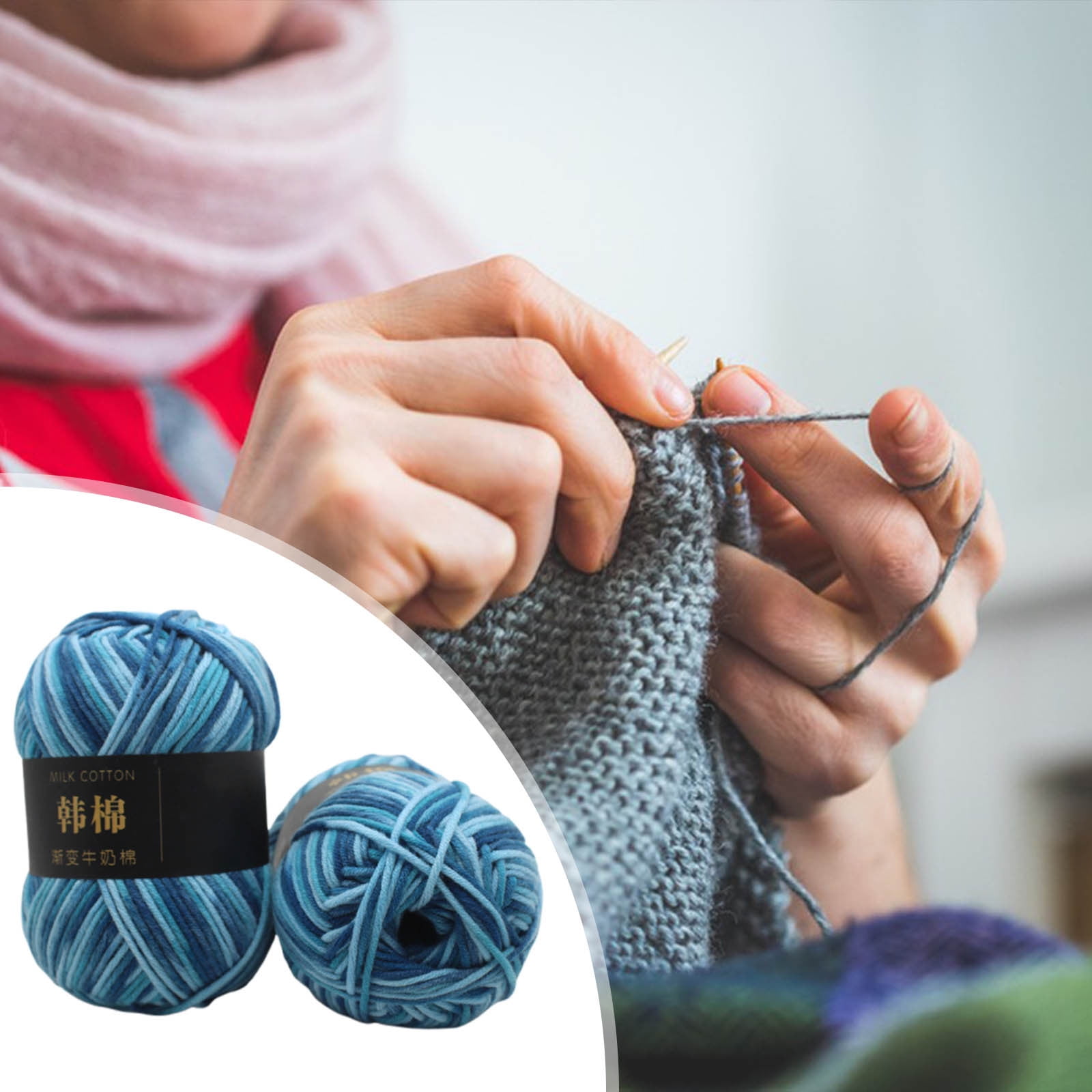AYktou Cotton Yarn - Multicolor Rainbows Yarn,50 gram Skeins,26 Colors Available,7 Strands Of Combed Milk Cotton Crocheting Yarn for Knitting,Crochet,Weaving,Arts & Crafts - Fiesta #Z - Light Blue - Image 3