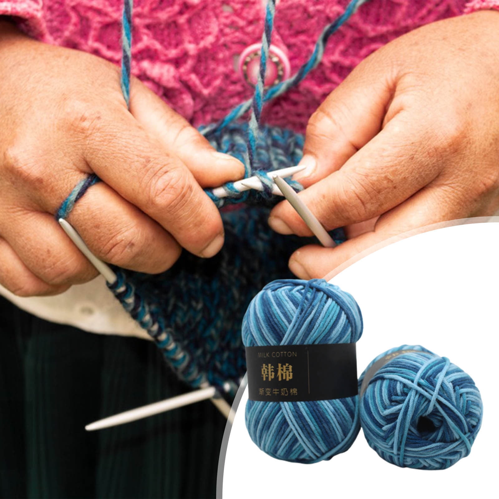 AYktou Cotton Yarn - Multicolor Rainbows Yarn,50 gram Skeins,26 Colors Available,7 Strands Of Combed Milk Cotton Crocheting Yarn for Knitting,Crochet,Weaving,Arts & Crafts - Fiesta #Z - Light Blue - Image 5