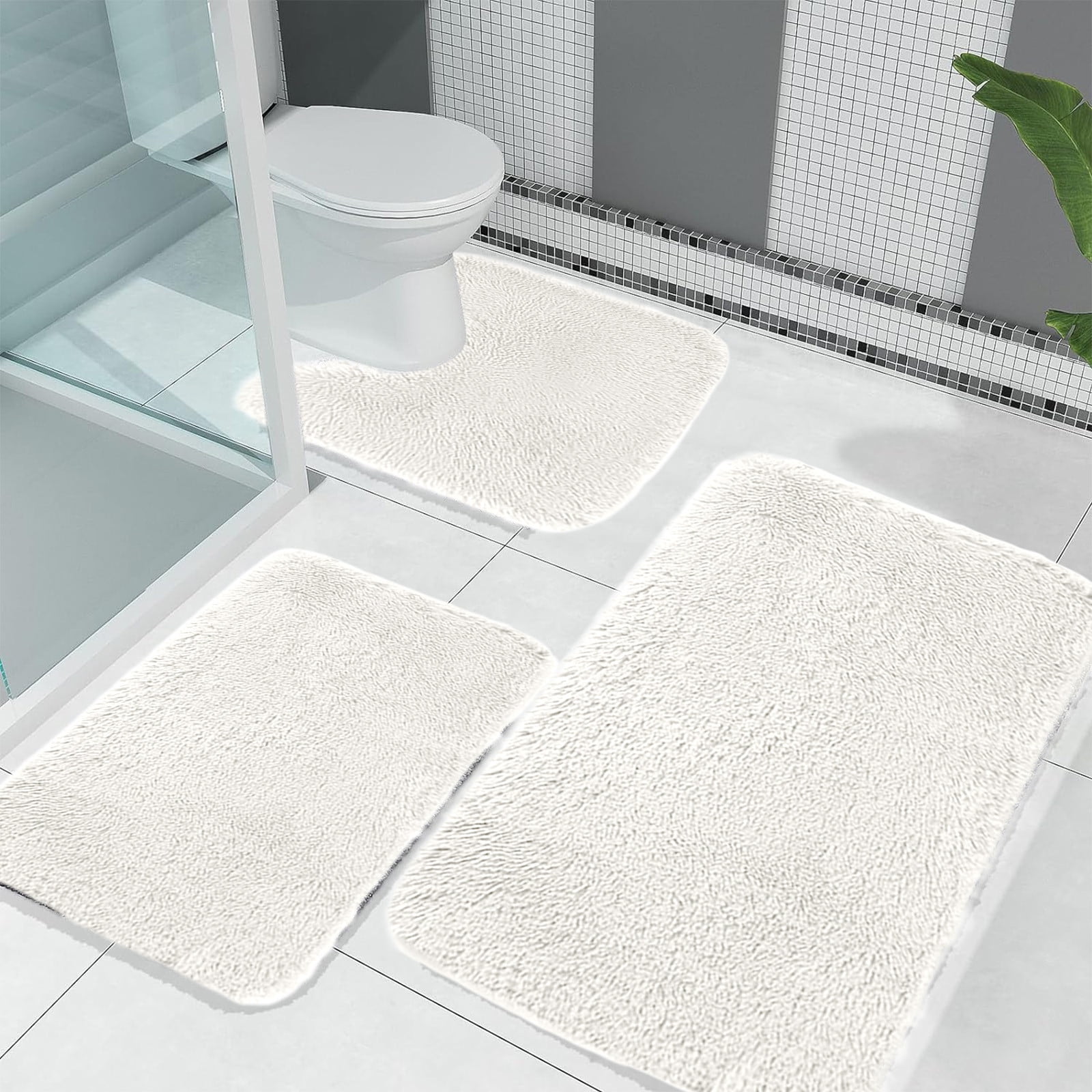 Kdkad Bathroom Rugs Sets 3 Piece, Bath Rugs for Bathroom Non Slip, Ultra Soft Water Absorbent Microfiber Bath Mat Set, Machine Washable Thick Plush Bath Mats for Bathroom Floor,Tub and Shower 3 pc Black 1 - Image 4