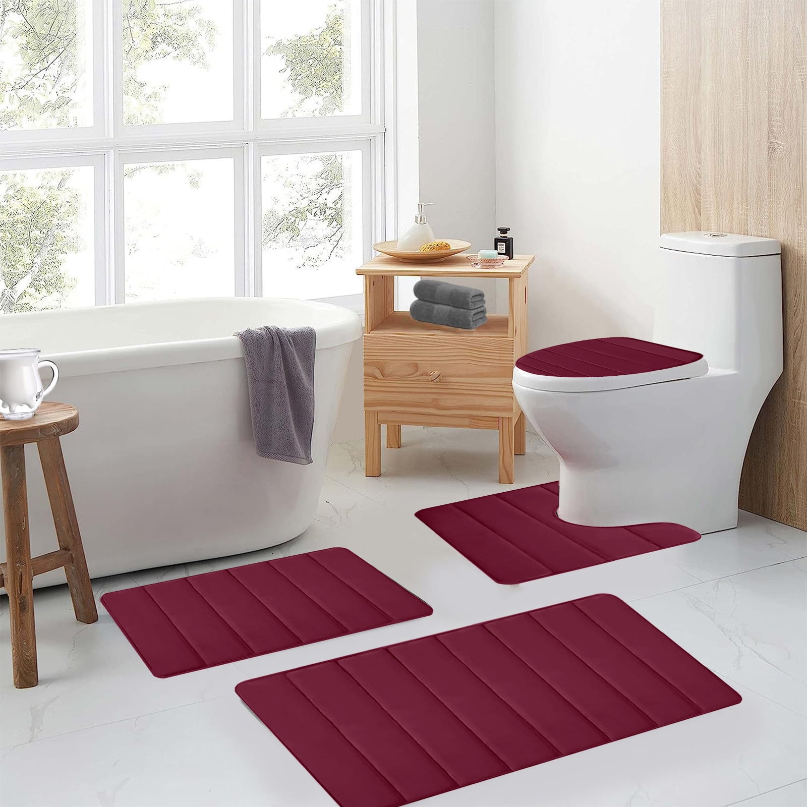 Kdkad Bathroom Rugs Sets 3 Piece, Bath Rugs for Bathroom Non Slip, Ultra Soft Water Absorbent Microfiber Bath Mat Set, Machine Washable Thick Plush Bath Mats for Bathroom Floor,Tub and Shower 4 pc Blue 1 - Image 7