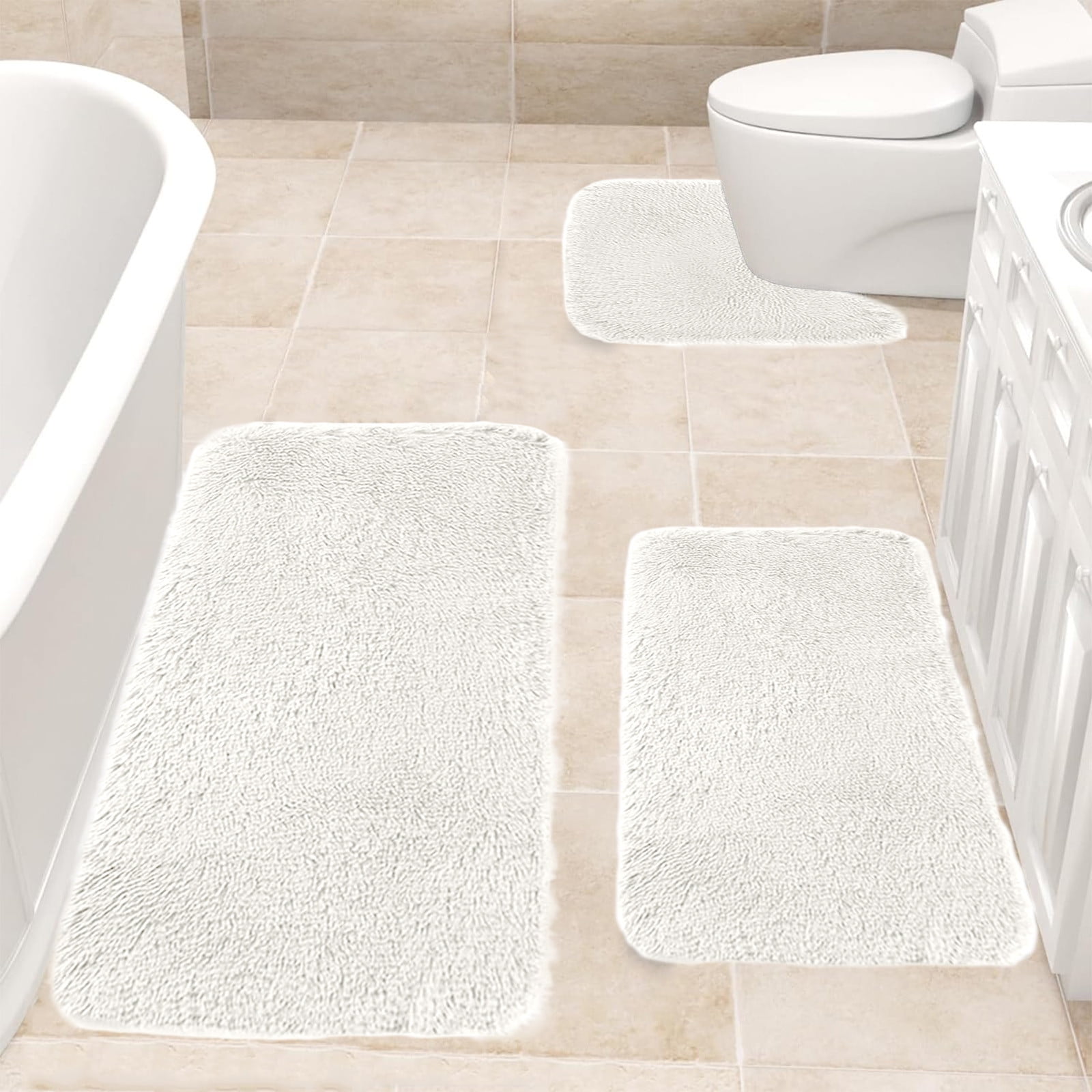 Kdkad Bathroom Rugs Sets 3 Piece, Bath Rugs for Bathroom Non Slip, Ultra Soft Water Absorbent Microfiber Bath Mat Set, Machine Washable Thick Plush Bath Mats for Bathroom Floor,Tub and Shower 3 pc Blue 2 - Image 5