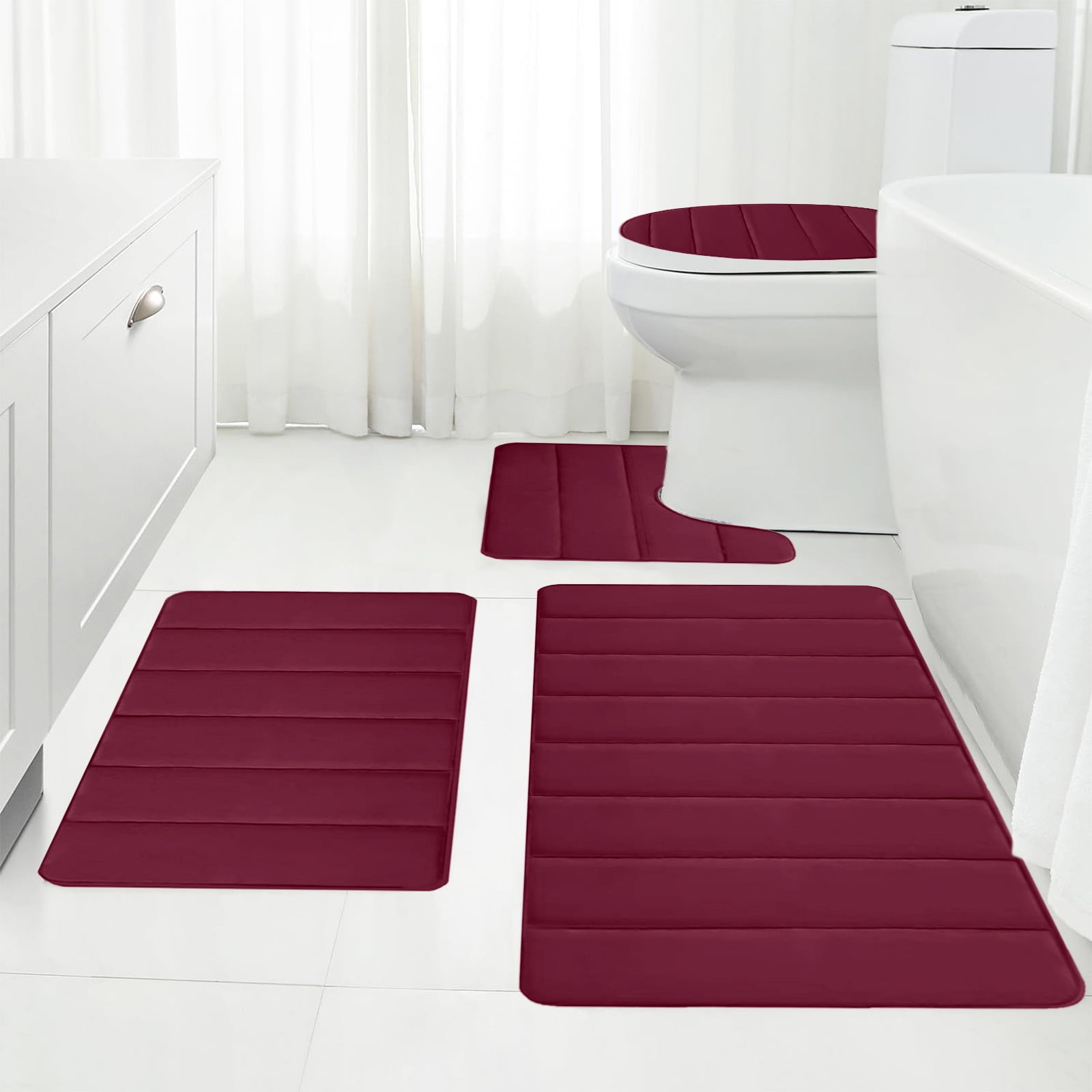 Kdkad Bathroom Rugs Sets 3 Piece, Bath Rugs for Bathroom Non Slip, Ultra Soft Water Absorbent Microfiber Bath Mat Set, Machine Washable Thick Plush Bath Mats for Bathroom Floor,Tub and Shower 4 pc White 1 - Image 8