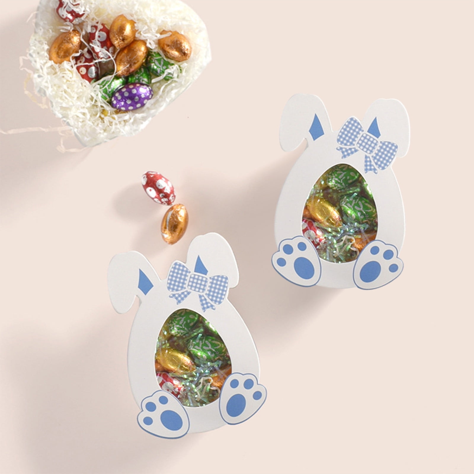 Darzheoy 10 Pcs Easter Treat Boxes with Clear Window Cardboard Box Bunny Bags Rabbit Box Spring Holiday Paper Container for Cookie Goodie Candy Favors Blue - Image 5