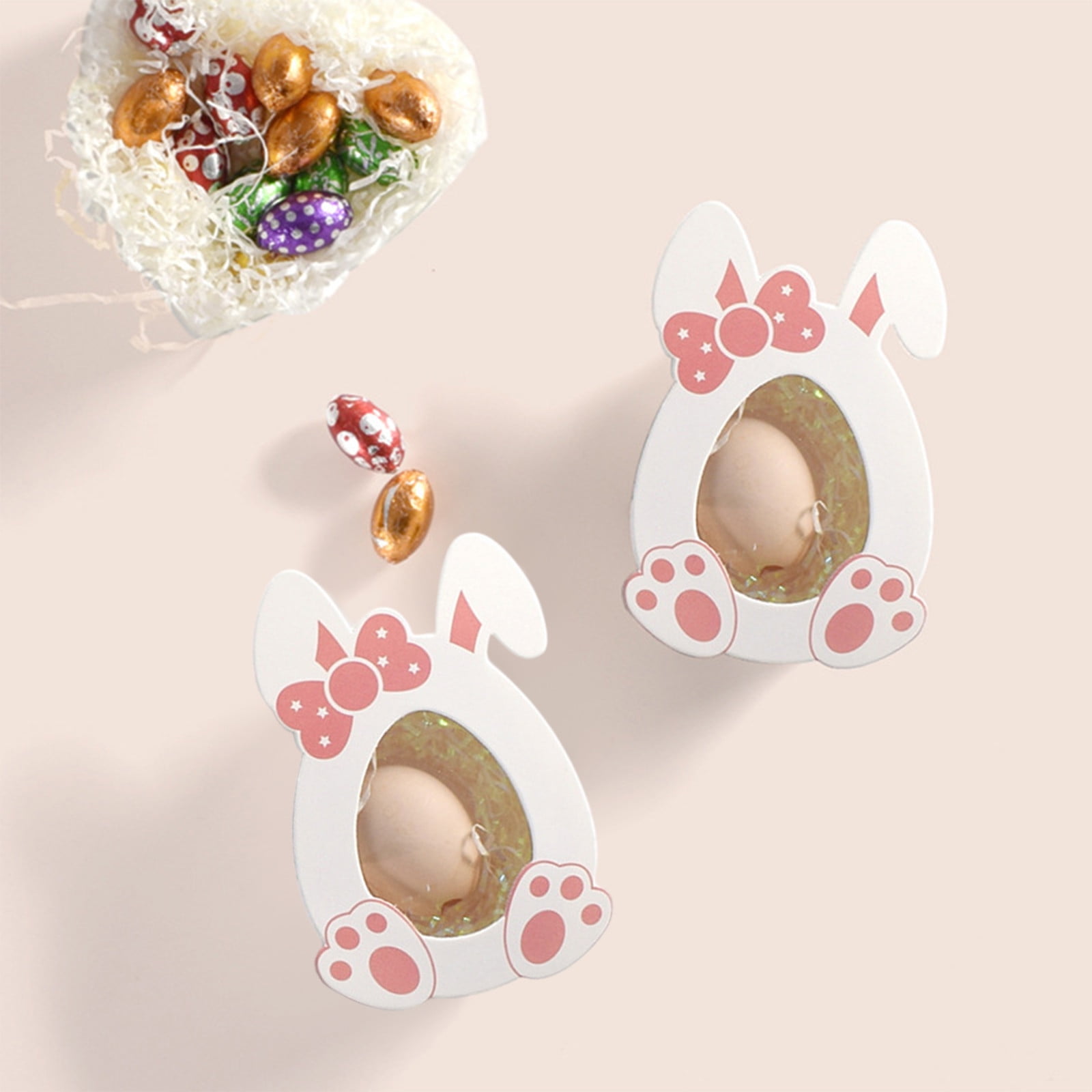 Darzheoy 10 Pcs Easter Treat Boxes with Clear Window Cardboard Box Bunny Bags Rabbit Box Spring Holiday Paper Container for Cookie Goodie Candy Favors Pink - Image 5