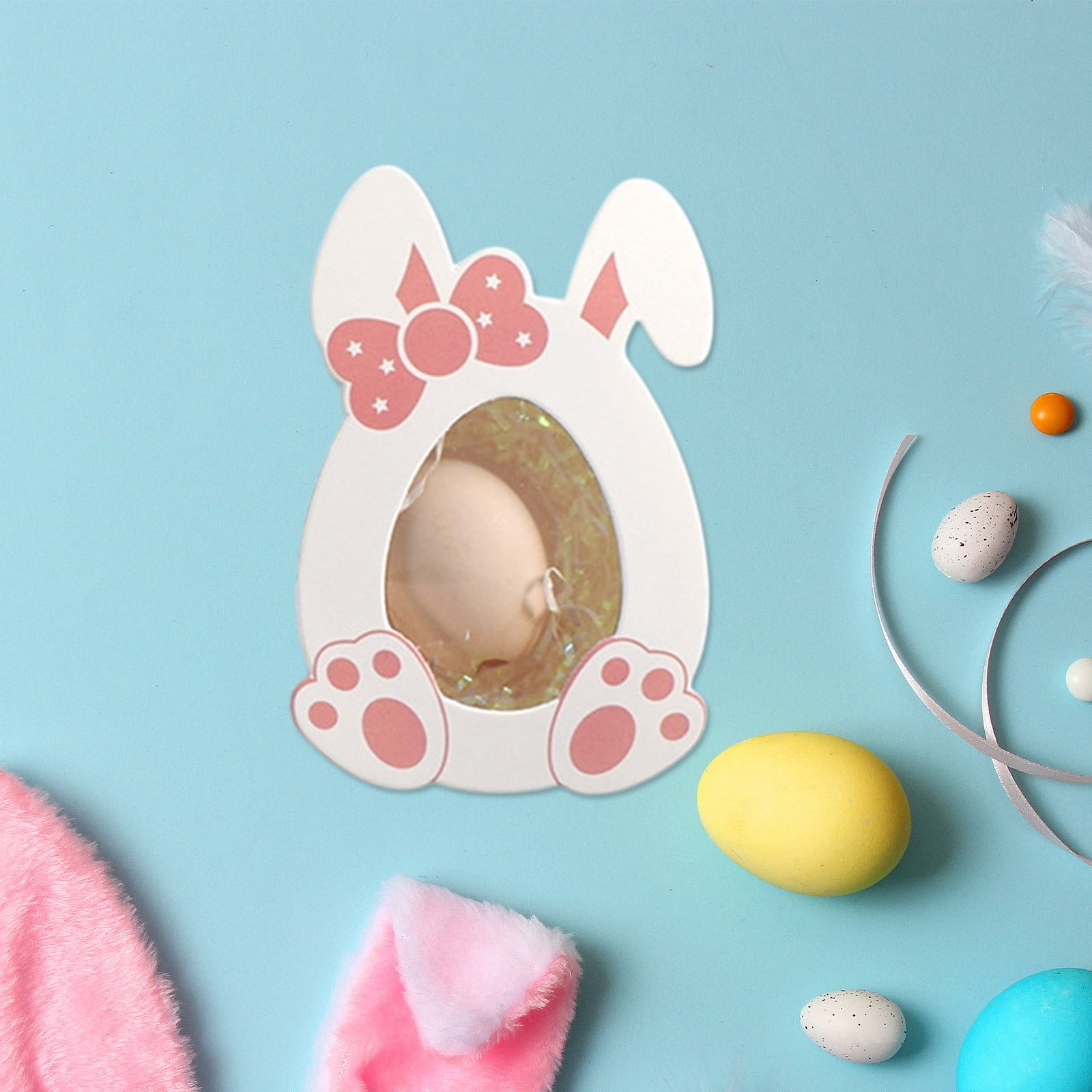 Darzheoy 10 Pcs Easter Treat Boxes with Clear Window Cardboard Box Bunny Bags Rabbit Box Spring Holiday Paper Container for Cookie Goodie Candy Favors Pink - Image 6