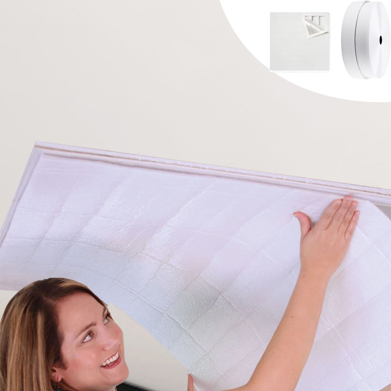 Kdkad Attic Fan Cover, 37.4×50.8 Inch Whole House Fan Cover, Magnetic Attic Vent Cover Attic Fan Insulation Cover with Magnetic Strip Attic Armour Ceiling Shutter Cover 50.8×50.8 in White - Image 1