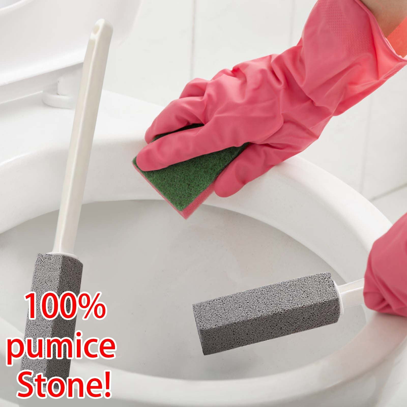 Kdkad Toilet Cleaner Hard Water Build Up Remover with Ergonomic Handle, Toilet Bowl Stain Ring Remover, Pumice Cleaning Stone with Handle for Kitchen/Bathroom/Pool/Household Cleaning - Image 1