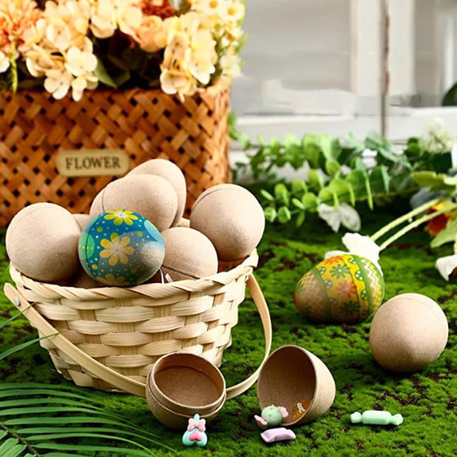 Darzheoy 10 Pcs DIY Paper Mache Easter Eggs 2.1 Inch Unpainted Empty Egg Easter Craft Supplies Hollow Egg for Fillable Paintable Fake Egg Decor Easter Party Ornament Brown - Image 1