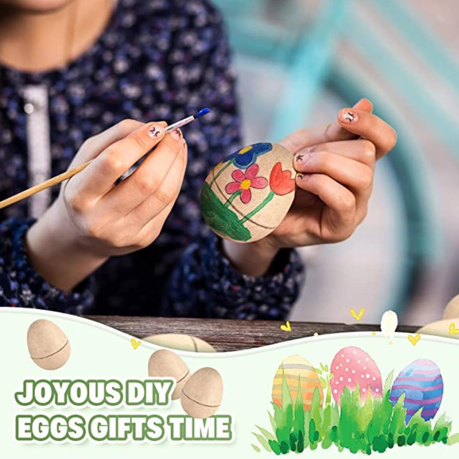 Darzheoy 10 Pcs DIY Paper Mache Easter Eggs 2.1 Inch Unpainted Empty Egg Easter Craft Supplies Hollow Egg for Fillable Paintable Fake Egg Decor Easter Party Ornament Brown - Image 4