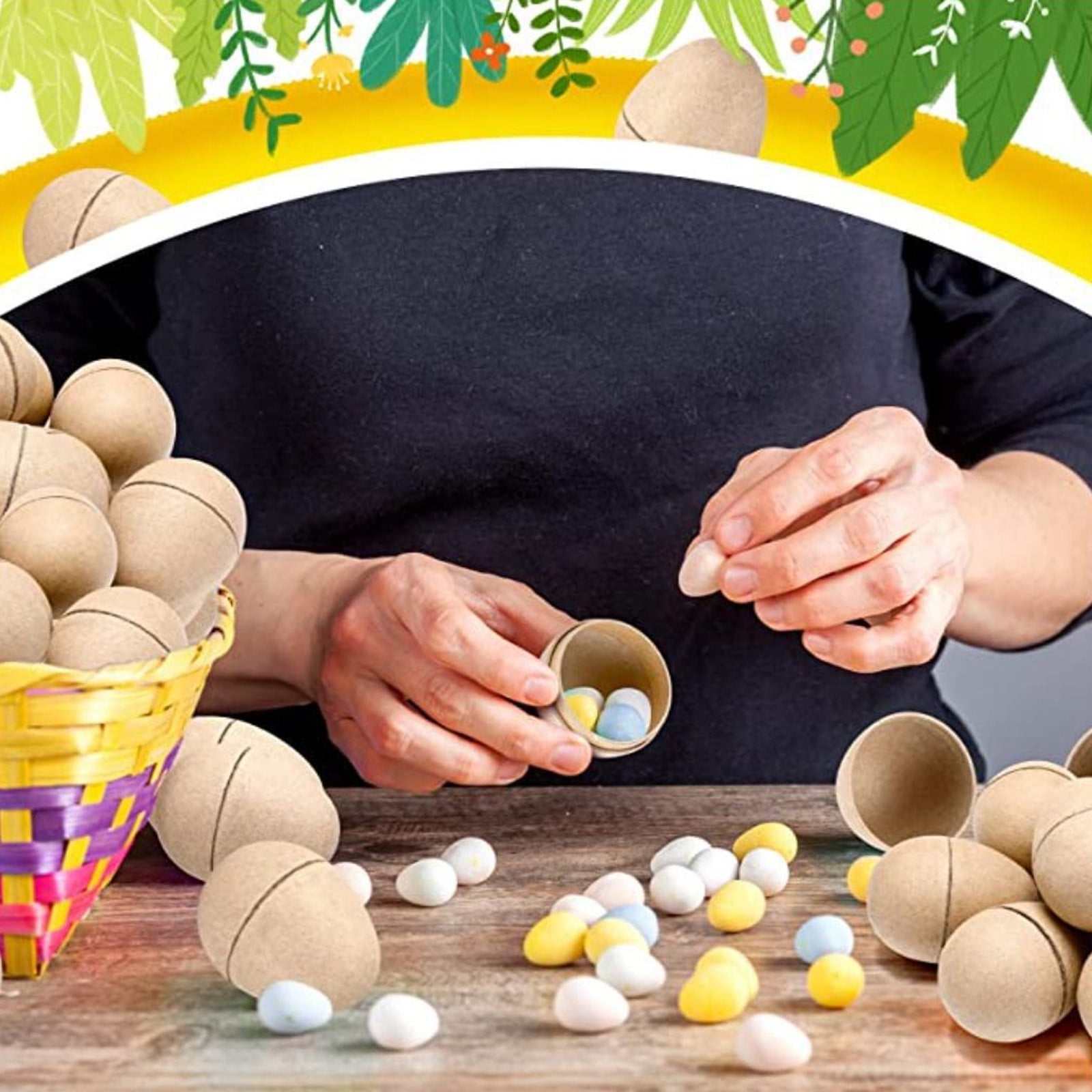 Darzheoy 10 Pcs DIY Paper Mache Easter Eggs 2.1 Inch Unpainted Empty Egg Easter Craft Supplies Hollow Egg for Fillable Paintable Fake Egg Decor Easter Party Ornament Brown - Image 5