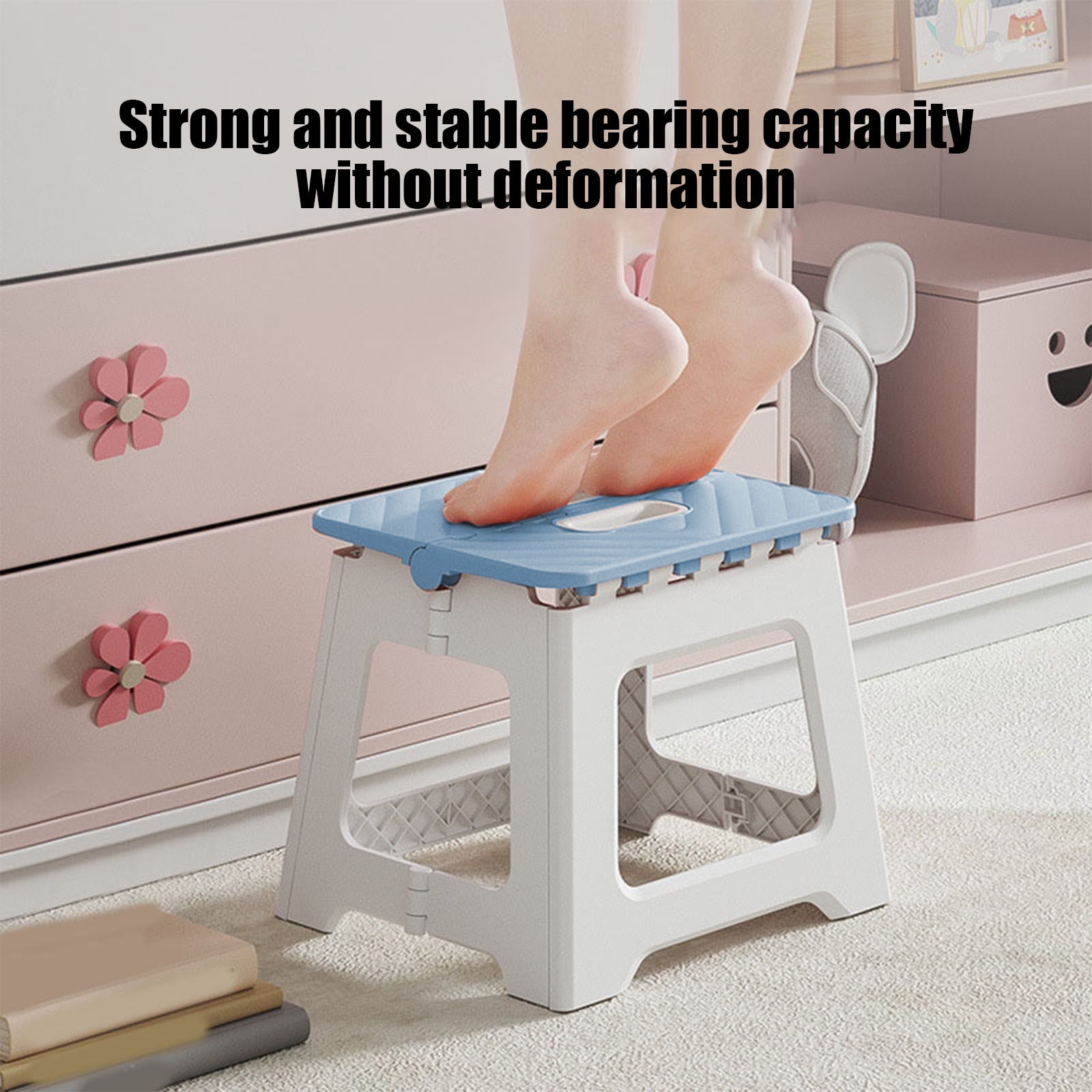 Darzheoy Adult Folding Step Stool, Foldable Stool, Suitable for Living Room, Kitchen, and Bathroom, Portable Travel Stool Blue - Image 4
