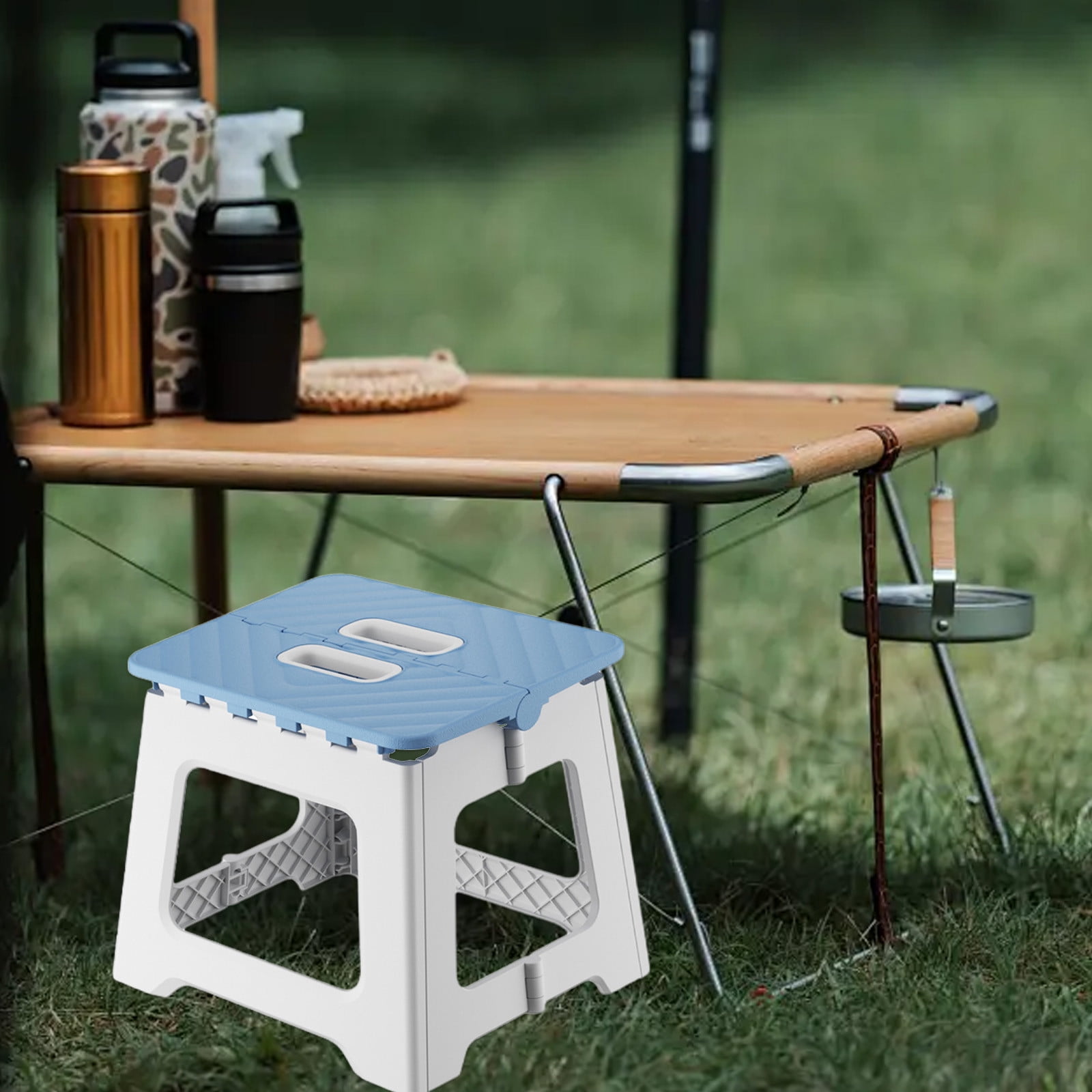 Darzheoy Adult Folding Step Stool, Foldable Stool, Suitable for Living Room, Kitchen, and Bathroom, Portable Travel Stool Blue - Image 6