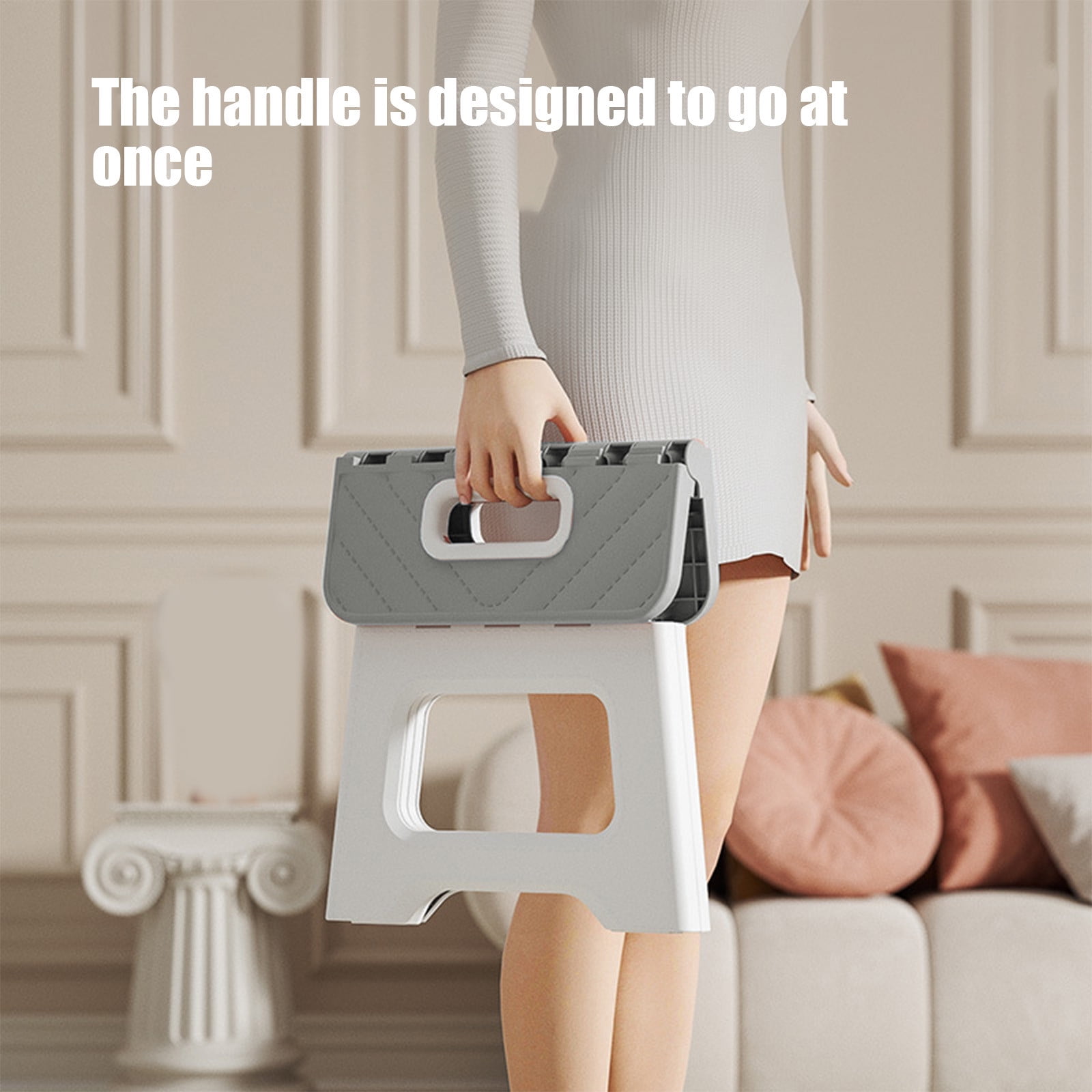 Darzheoy Adult Folding Step Stool, Foldable Stool, Suitable for Living Room, Kitchen, and Bathroom, Portable Travel Stool Gray - Image 5
