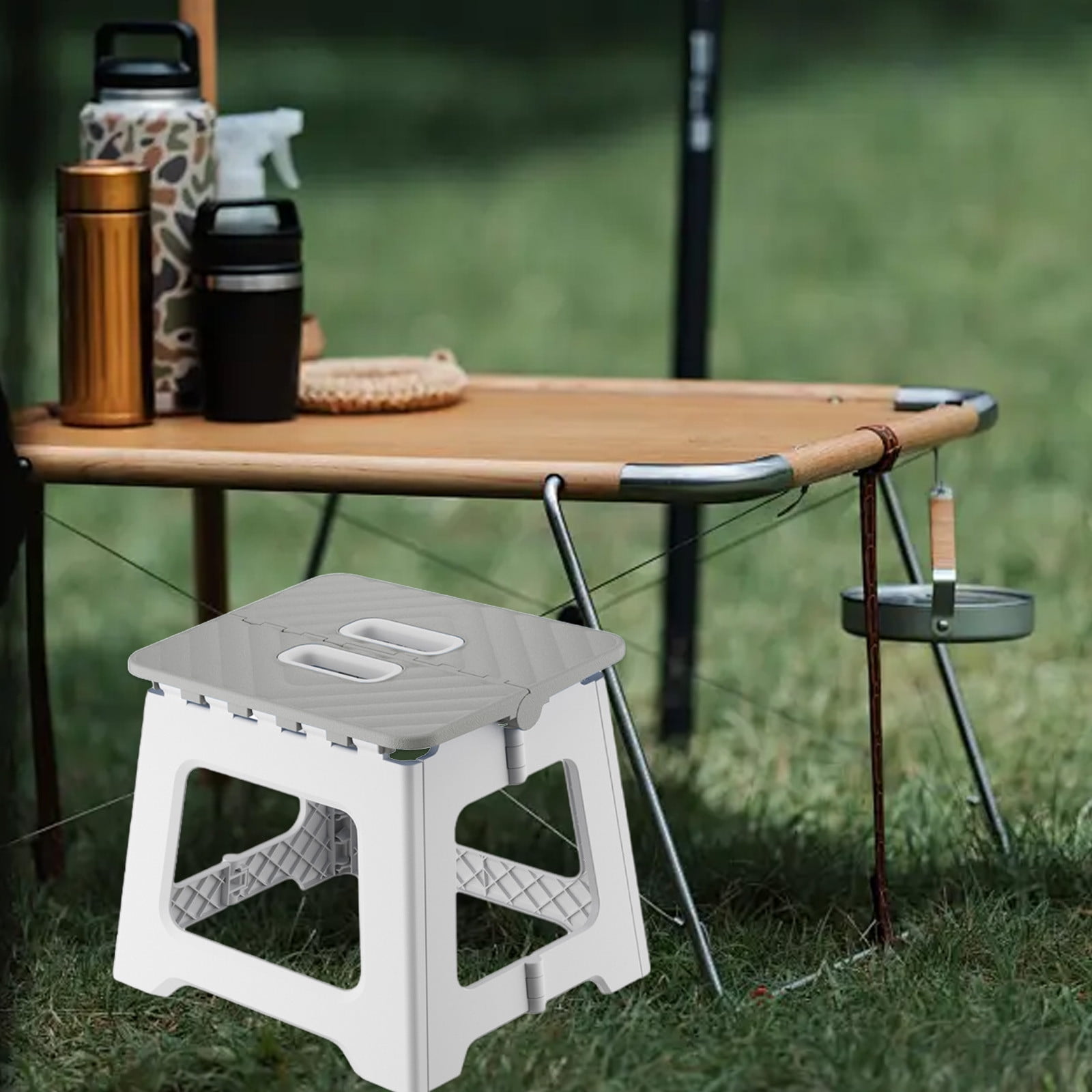 Darzheoy Adult Folding Step Stool, Foldable Stool, Suitable for Living Room, Kitchen, and Bathroom, Portable Travel Stool Gray - Image 6