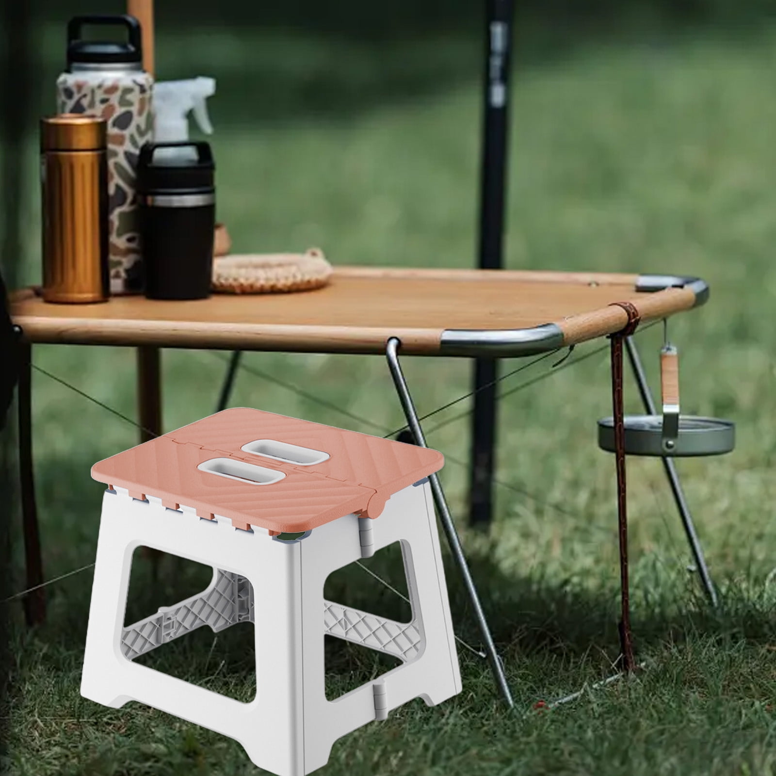 Darzheoy Adult Folding Step Stool, Foldable Stool, Suitable for Living Room, Kitchen, and Bathroom, Portable Travel Stool Pink - Image 6
