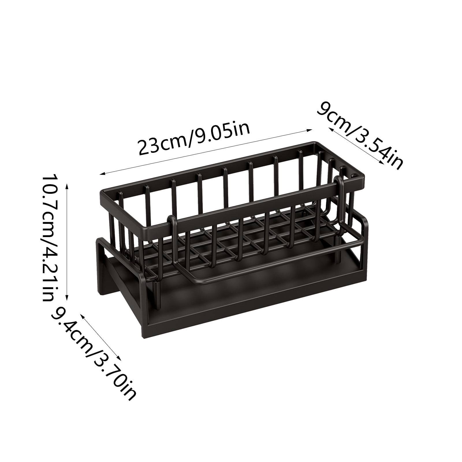 Darzheoy Sponge Holder for Kitchen Sink, Auto Draining Kitchen Sink Caddy, Rustproof Steel Dish Sponge Organizer with Removable Dishcloth Rack, Soap Dispenser Brush Holder Black - Image 3