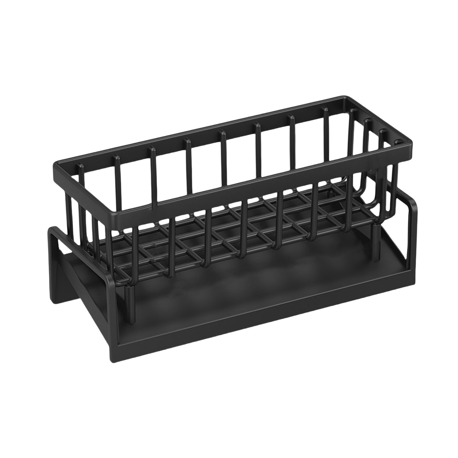 Darzheoy Sponge Holder for Kitchen Sink, Auto Draining Kitchen Sink Caddy, Rustproof Steel Dish Sponge Organizer with Removable Dishcloth Rack, Soap Dispenser Brush Holder X-Black - Image 2