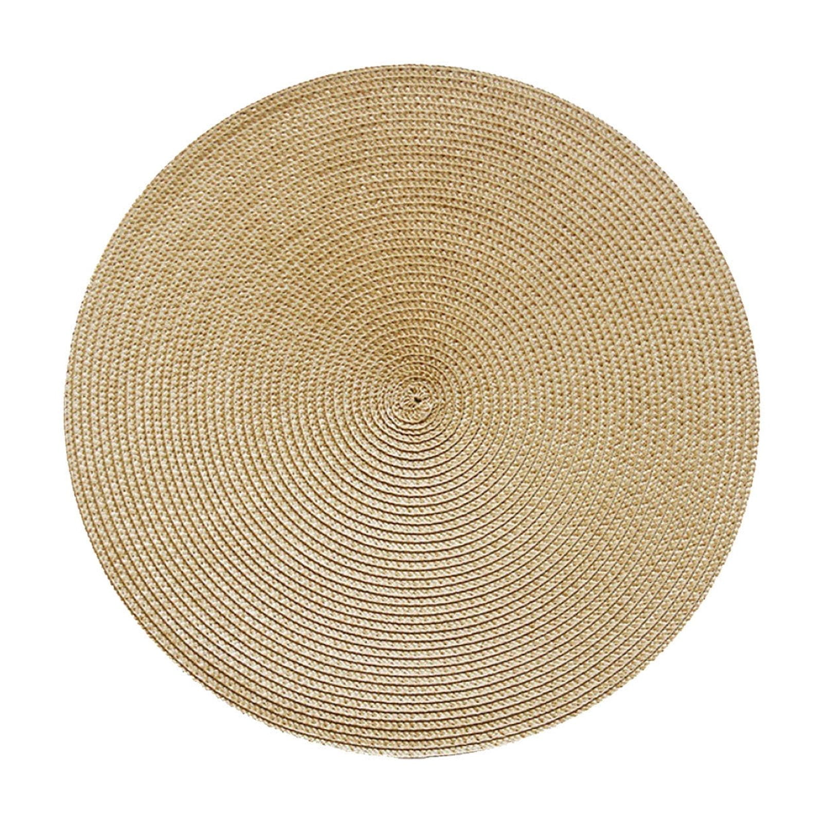 Darzheoy Round Braided Placemats Table Mats for Dining Tables Woven Washable Non-Slip Place mats 15 inch G - Image 1